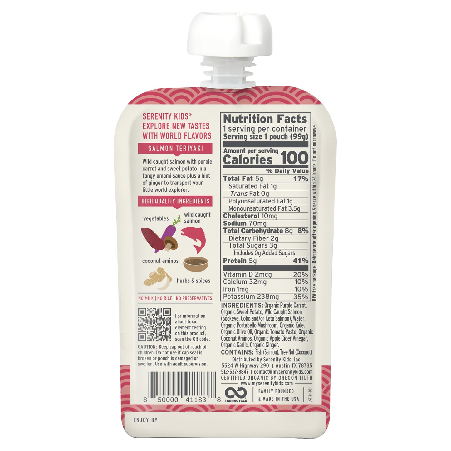 Serenity Kids, Wild Caught Salmon Teriyaki, 6+ Months, 3.5 oz (99 g)