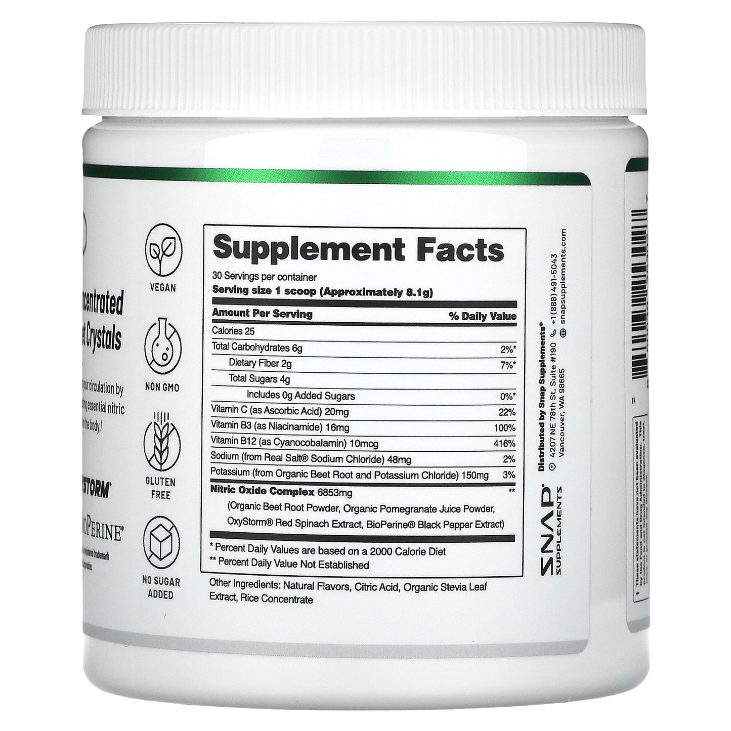 Snap Supplements, Nitric Oxide, Organic Beets, Apple, 8.8 oz (250 g)