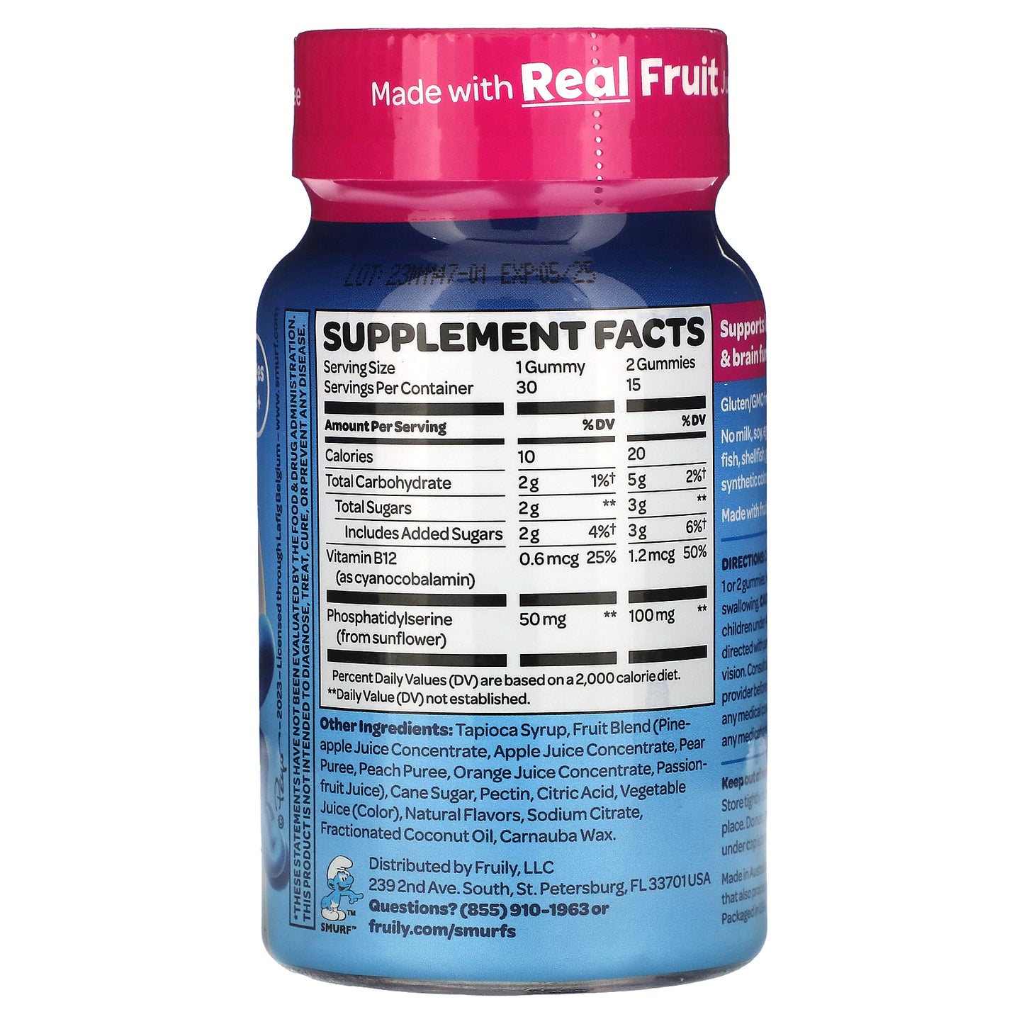 The Smurfs, Kids Gummy, Memory & Focus, Ages 4+, Smurf Berry, 30 Gummies