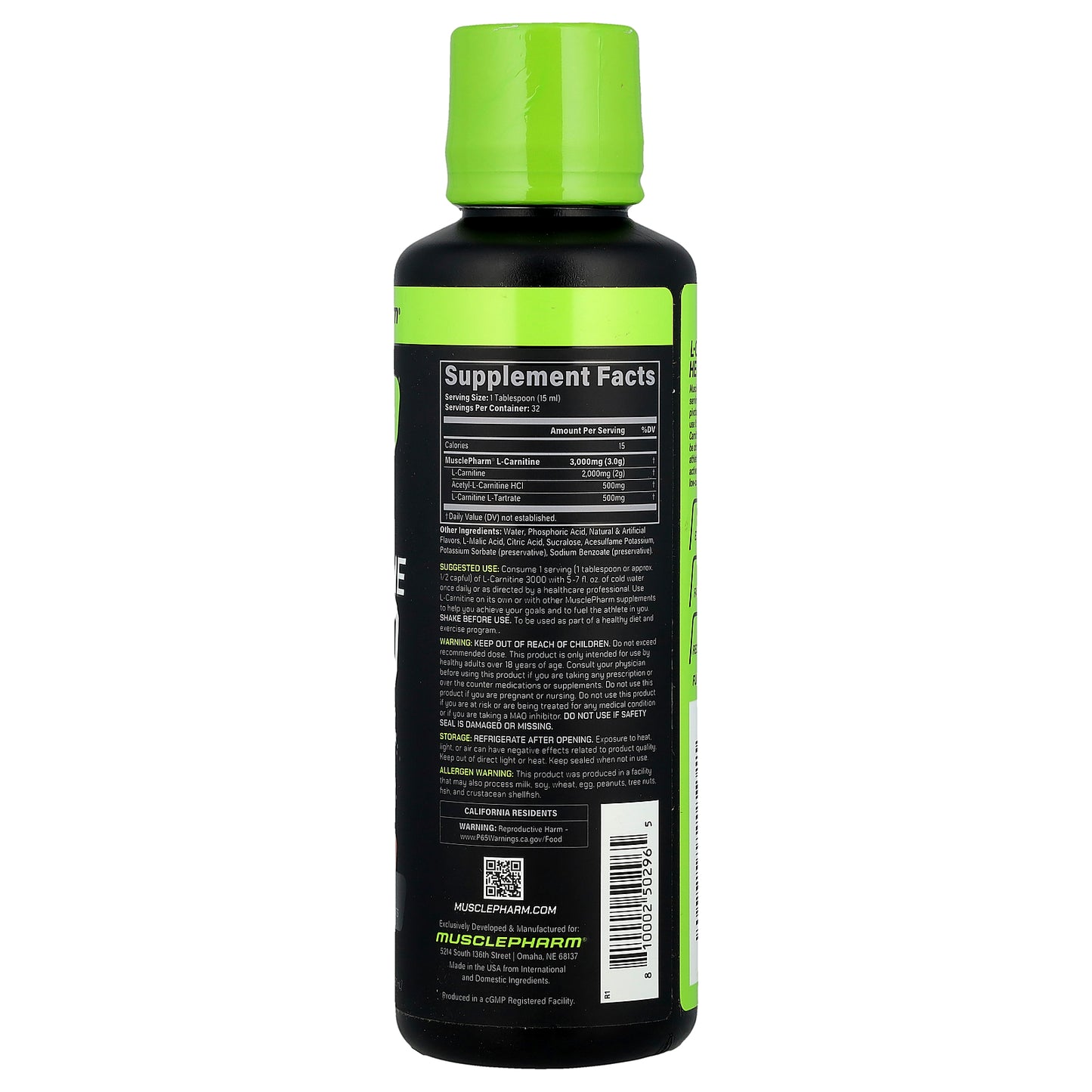 MusclePharm, Select L-Carnitine 3000, Sour Cherry , 16 fl oz (480 ml)