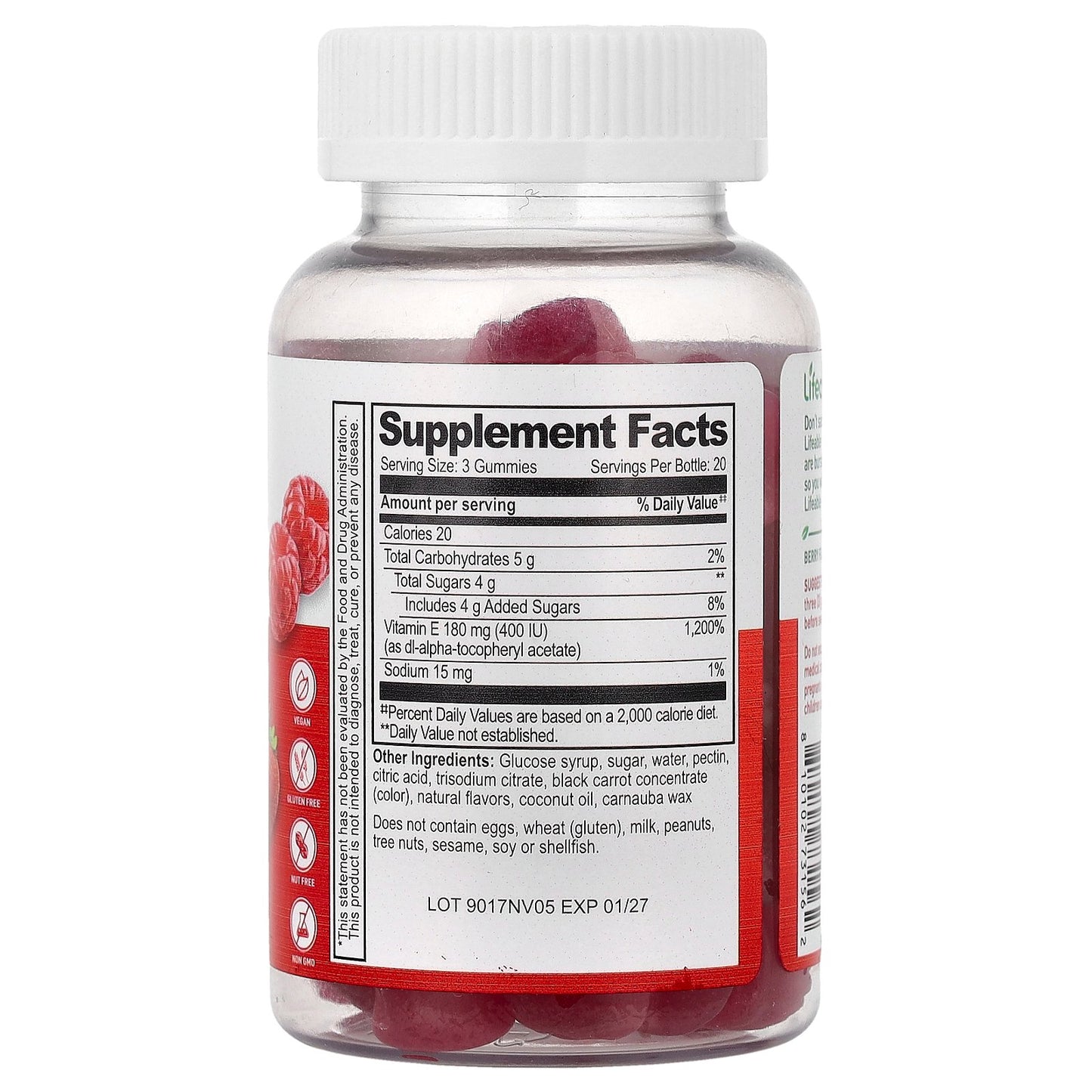 Lifeable, Vitamin E Gummies, Berry, 60 Gummies (60 mg per Gummy)