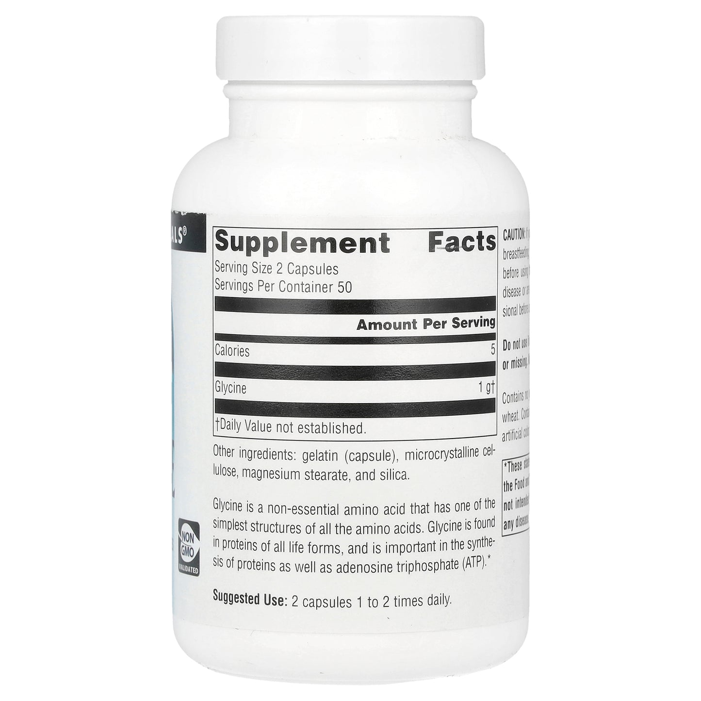 Source Naturals, Glycine, 500 mg , 100 Capsules