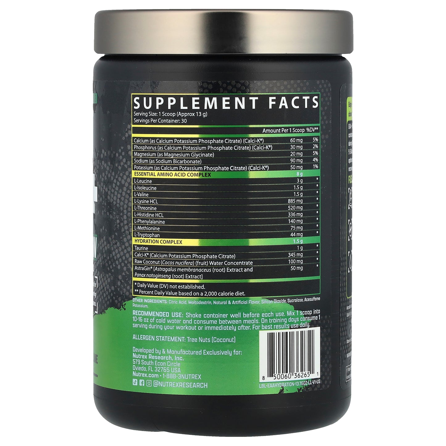 Nutrex Research, EAA + Hydration, Lemon Lime, 13.76 oz (390 g)