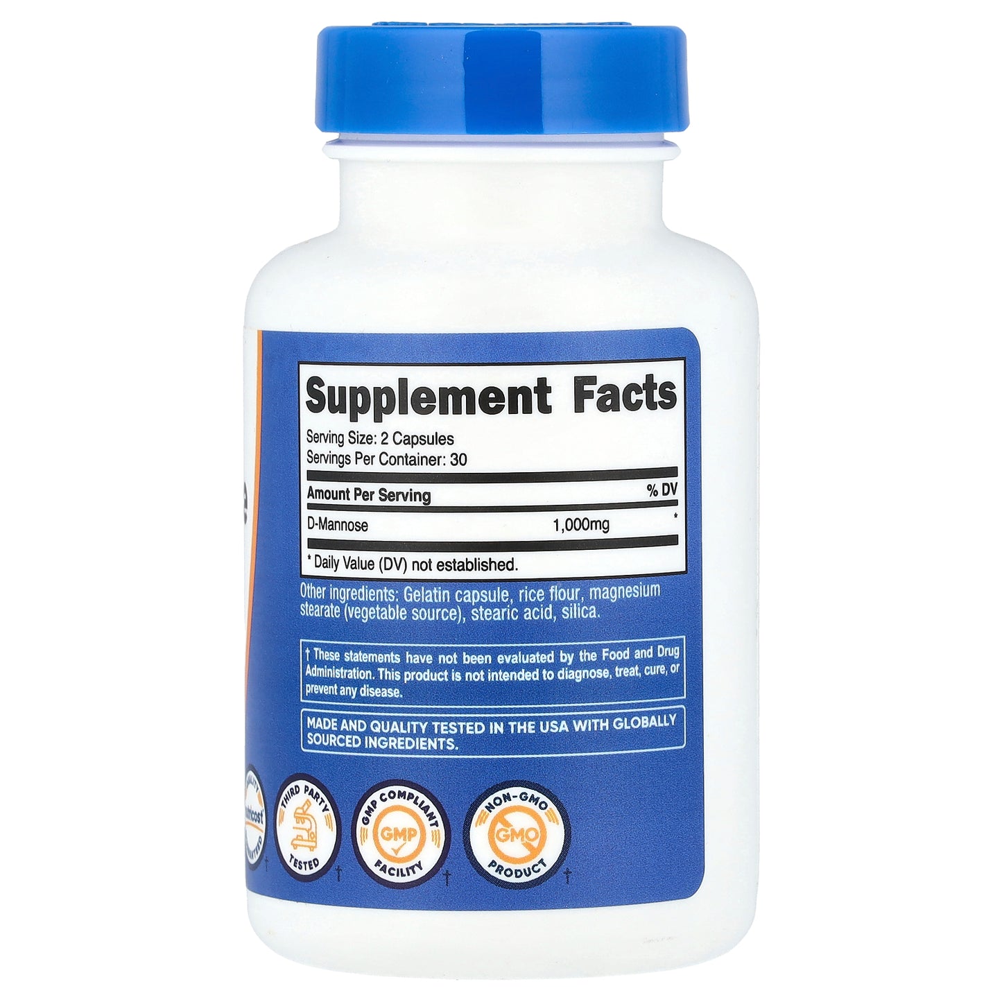 Nutricost, D-Mannose, 60 Capsules (500 mg per Capsule)