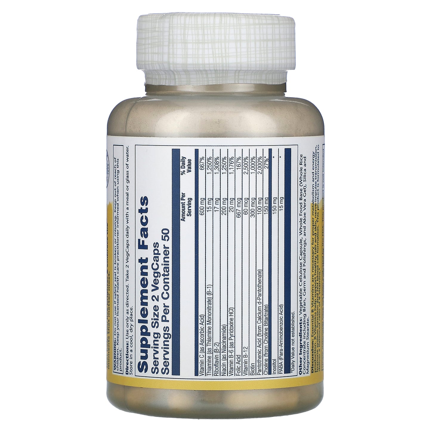 Solaray, Balanced B-Stress with Vitamin C, 100 VegCaps