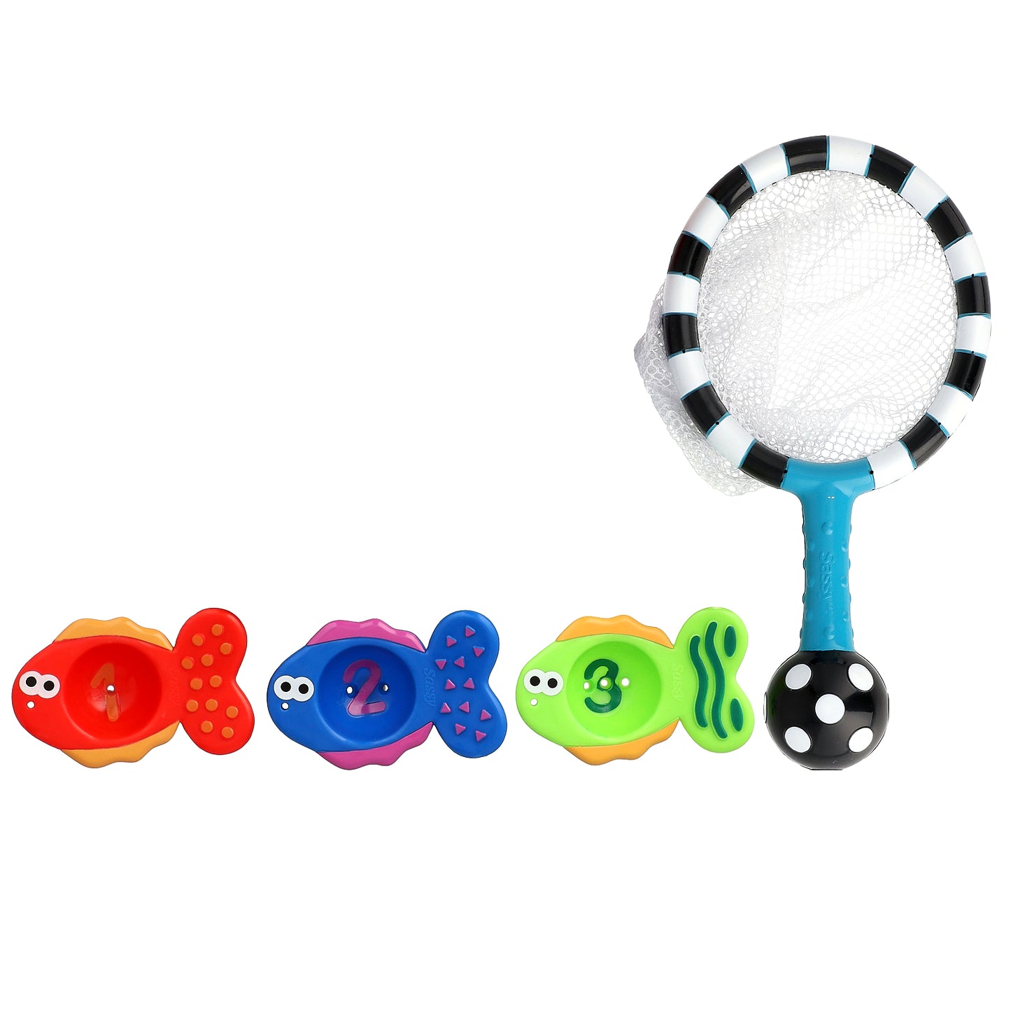 Sassy, Bath Toy, Catch 'n Count Net, 6 + Months, 4 Piece Set