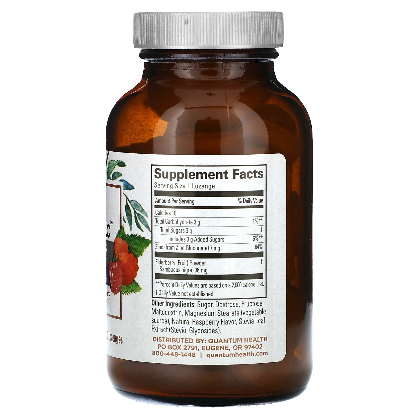 Quantum Health, TheraZinc, Elderberry, Raspberry, 60 Lozenges