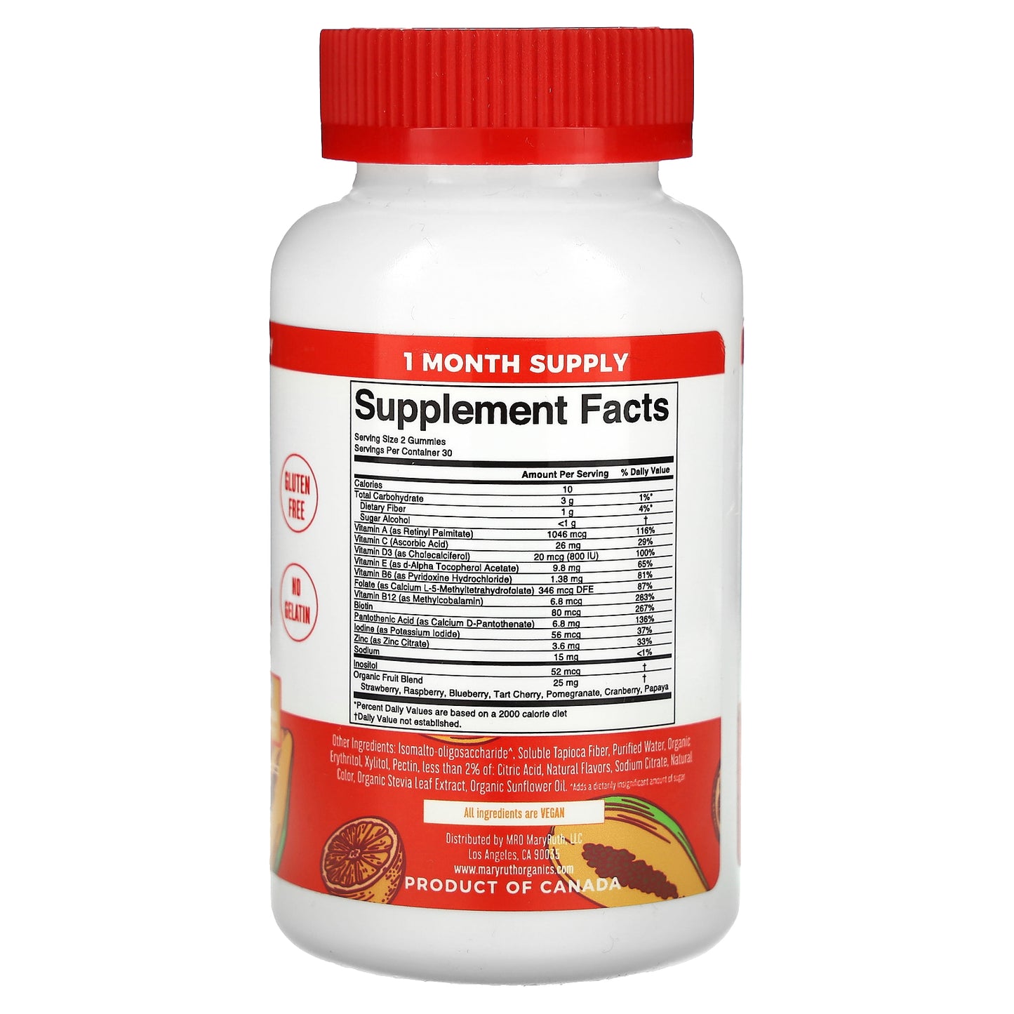 MaryRuth's, Men's Multivitamin Gummies, Papaya Orange, 60 Gummies