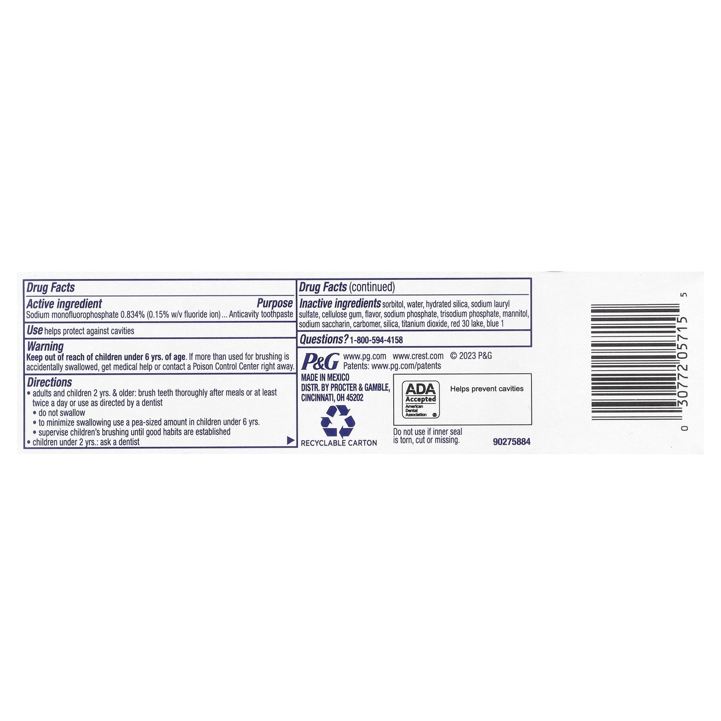 Crest, Kids Advanced, Fluoride Anticavity Toothpaste, 3+ Yrs, Bubblegum, 3 Pack, 4.2 oz (119 g) Each