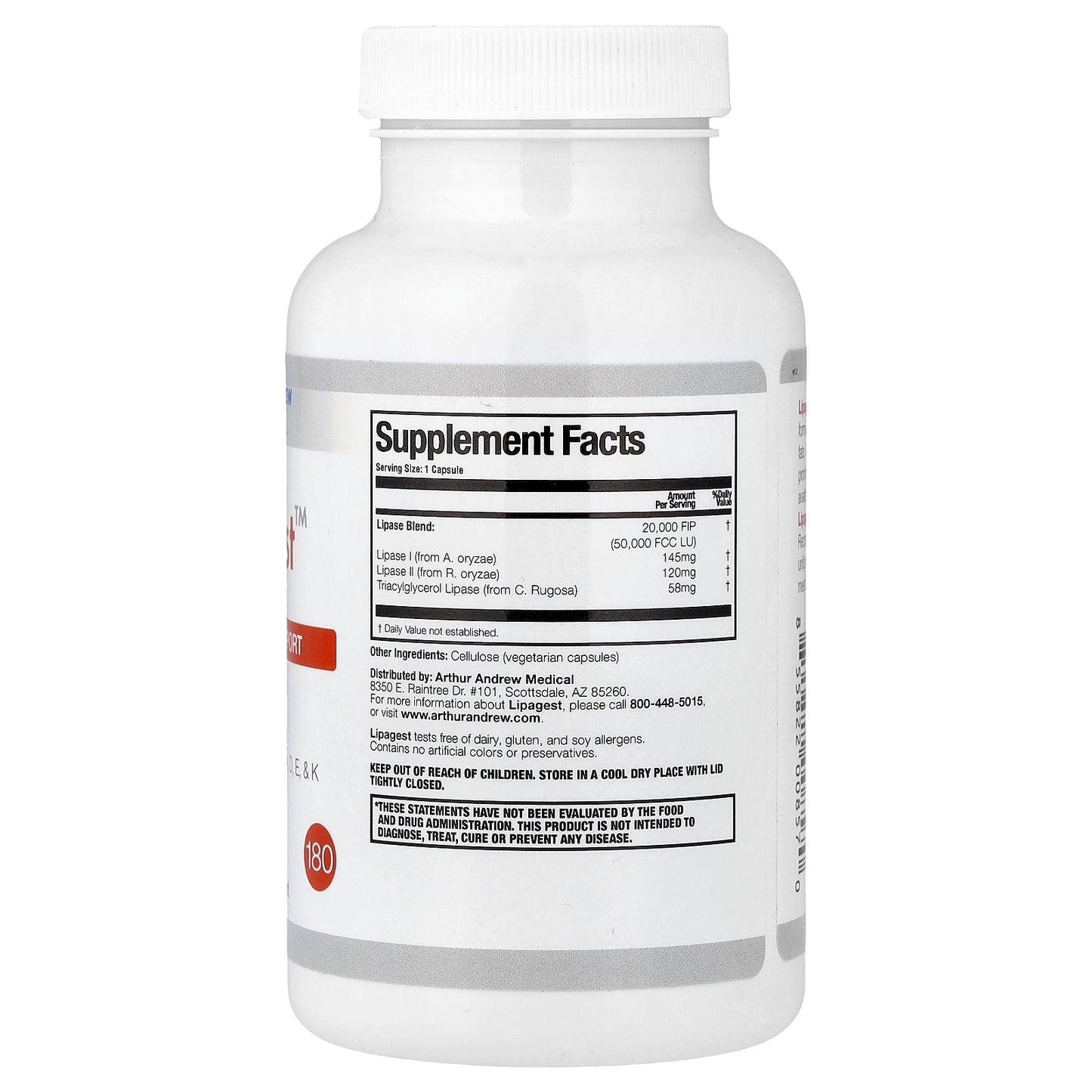 Arthur Andrew Medical, Lipagest™, 180 Capsules