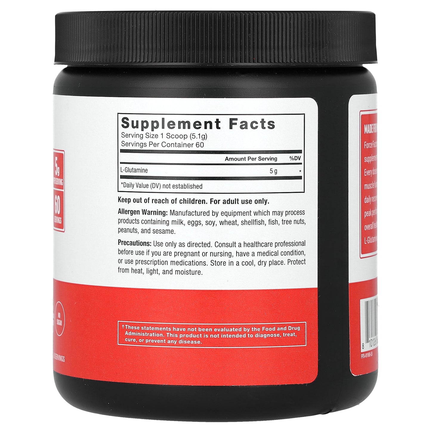 Force Factor, L-Glutamine Powder, Unflavored, 10.8 oz (306 g)