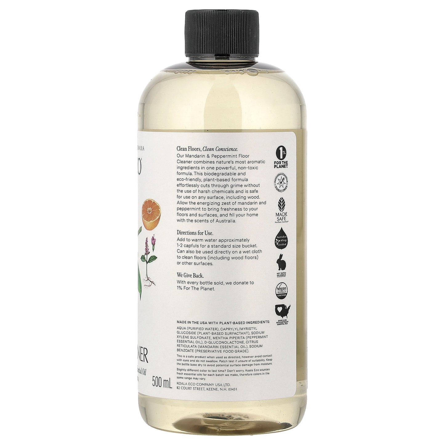Koala Eco, Natural Floor Cleaner, Australian Mandarin & Peppermint Essential Oil, 16.9 fl oz (500 ml)