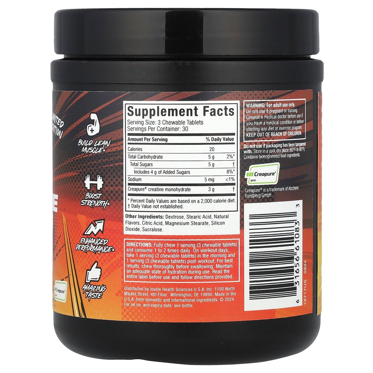 MuscleTech, Limited Edition, Creatine Chews, Boogieman Punch, 90 Chewable Tablets (1 g per Tablet)