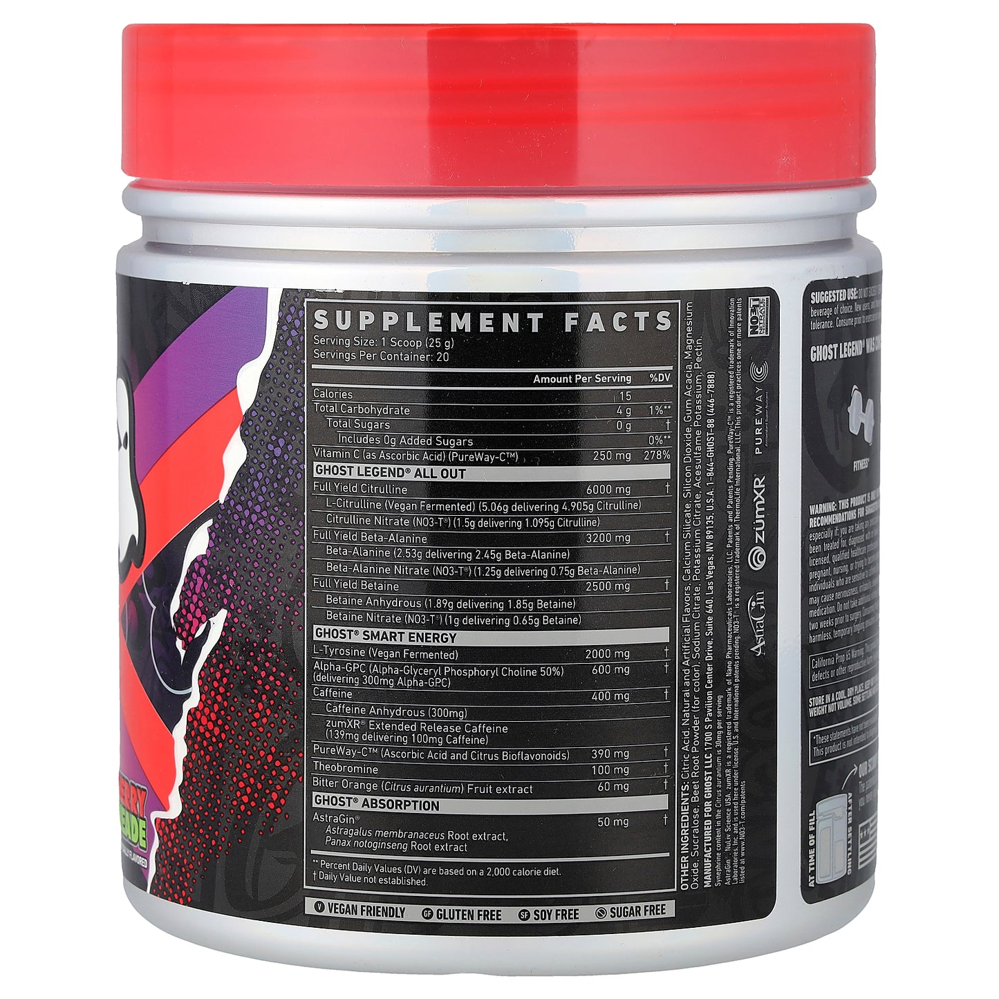 Ghost, Legend® All Out Pre-Workout, Cherry Limeade, 17.6 oz (500 g)
