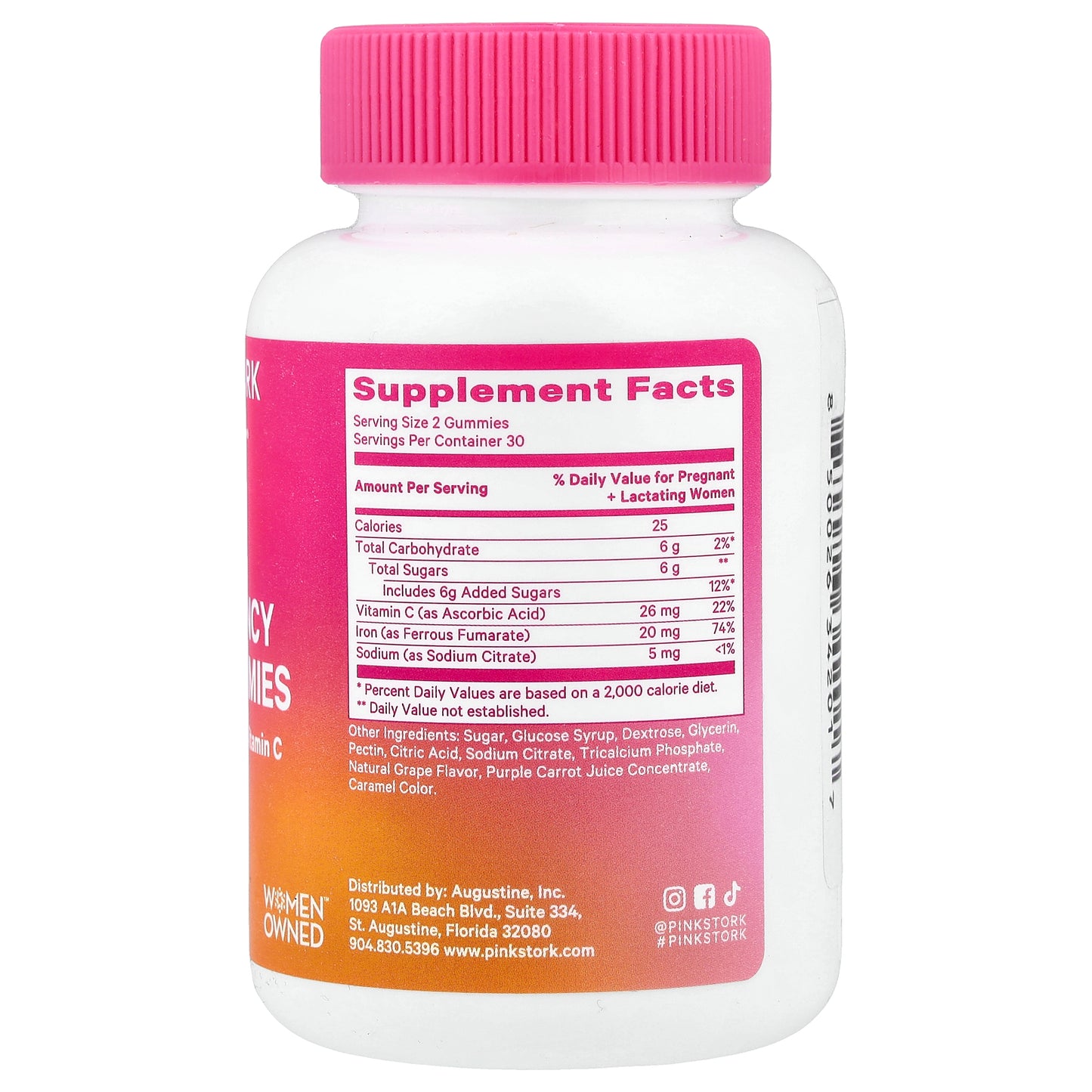 Pink Stork, Pregnancy Iron Gummies, Grape, 60 Gummies