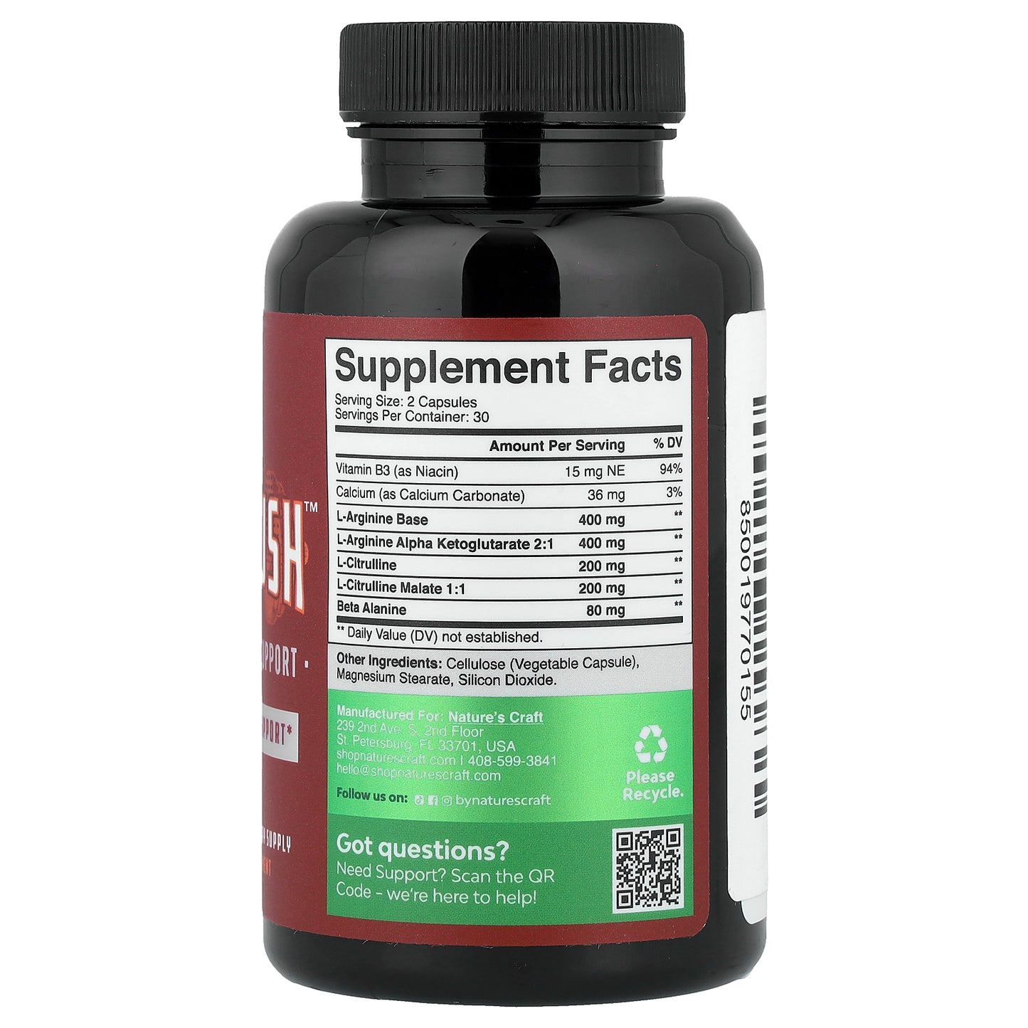 Nature's Craft, N.O. Rush™, Nitric Oxide Support, 60 Capsules