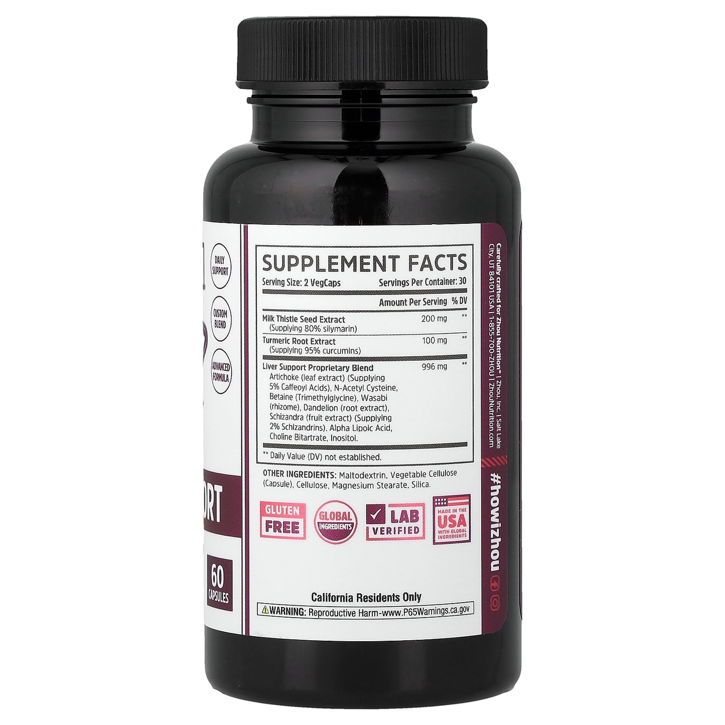 Zhou Nutrition, Liver Support, 60 Capsules