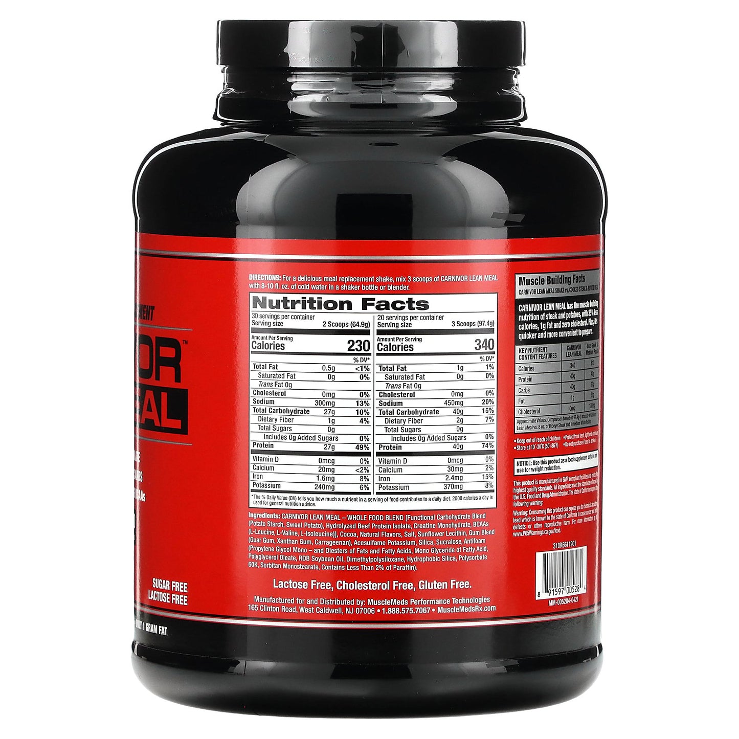 MuscleMeds, Carnivor™ Lean Meal, Chocolate Fudge, 4.29 lbs (1,948 g)