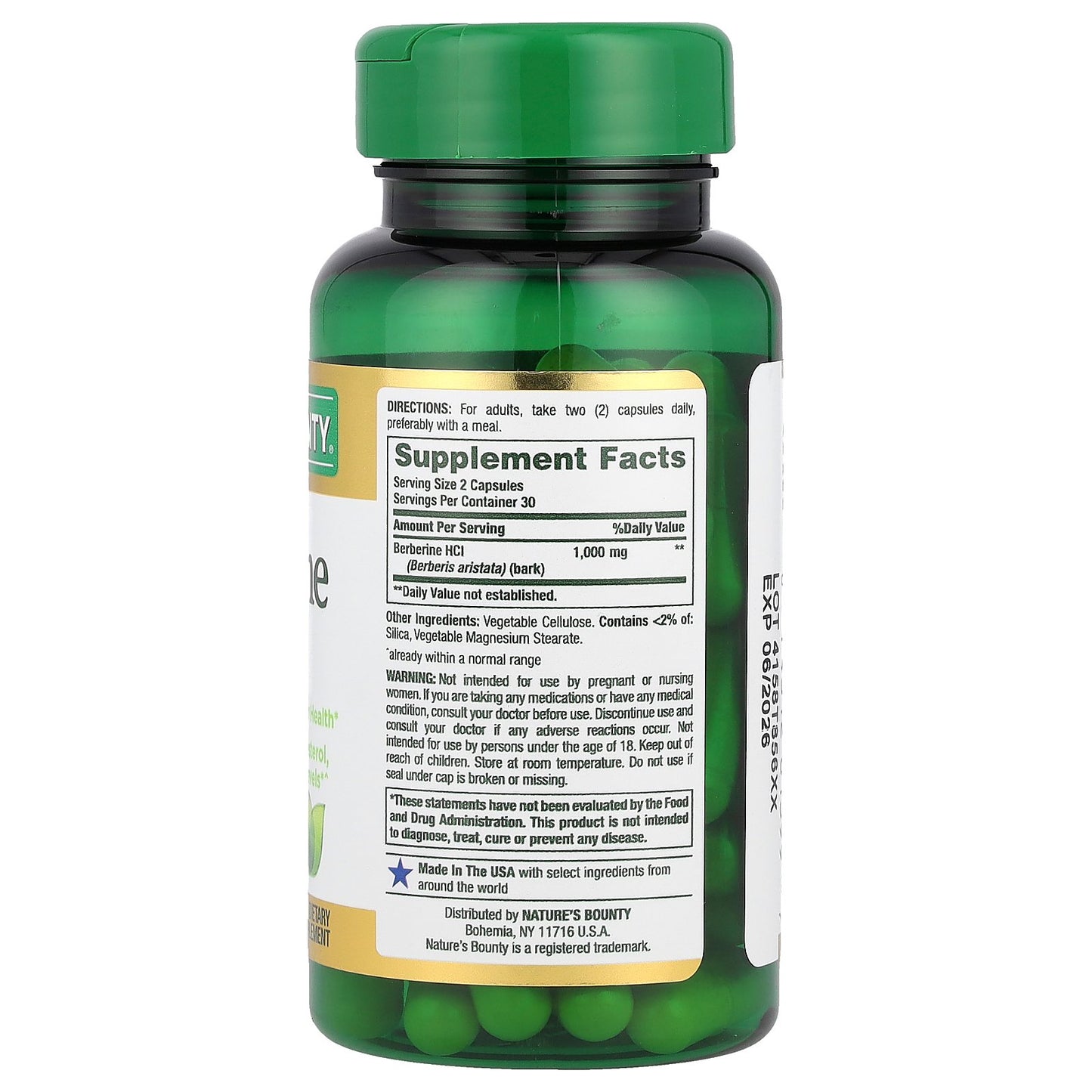 Nature's Bounty, Berberine, 60 Capsules (500 mg per Capsule)