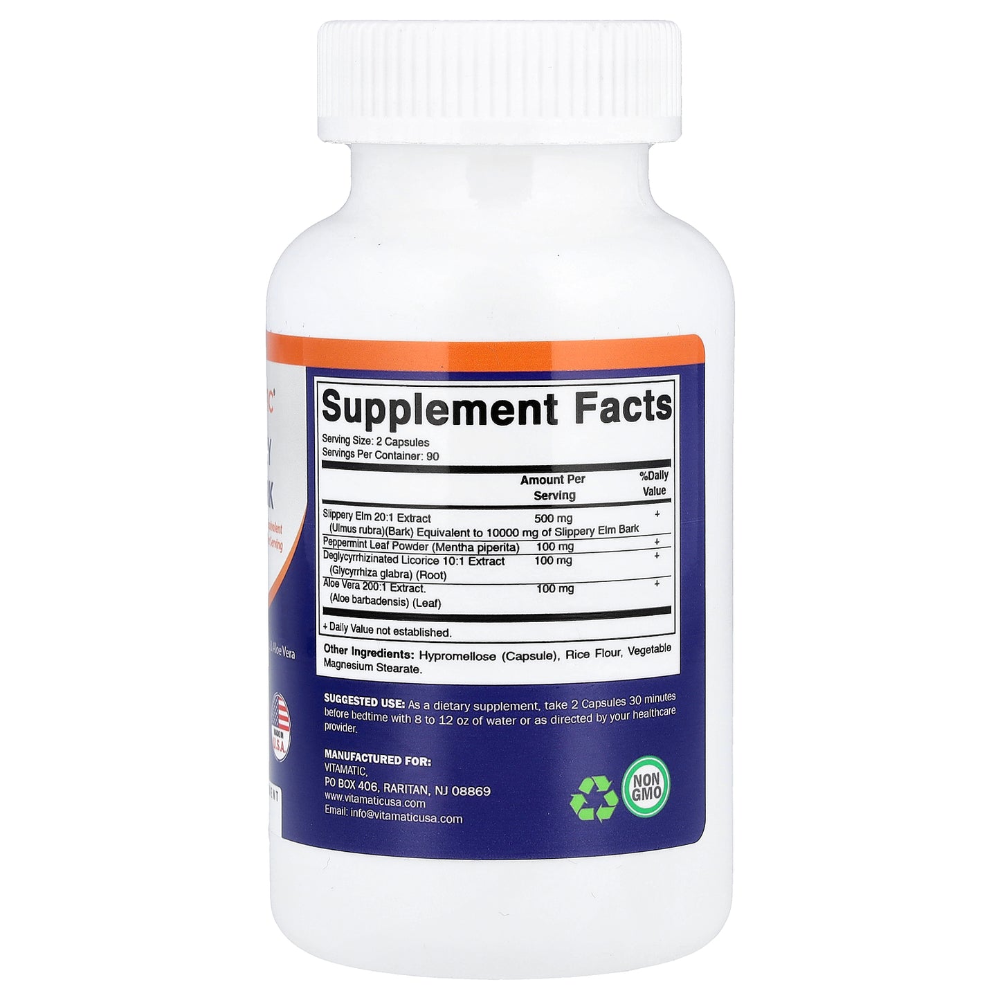 Vitamatic, Slippery Elm Bark, 180 Vegetable Capsules