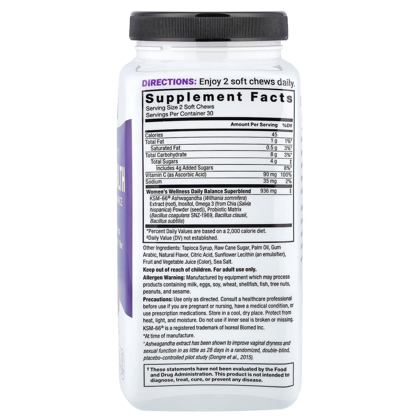 Force Factor, Women's Wellness, Vaginal Health + Hormone Balance, Tropical Punch, 60 Soft Chews