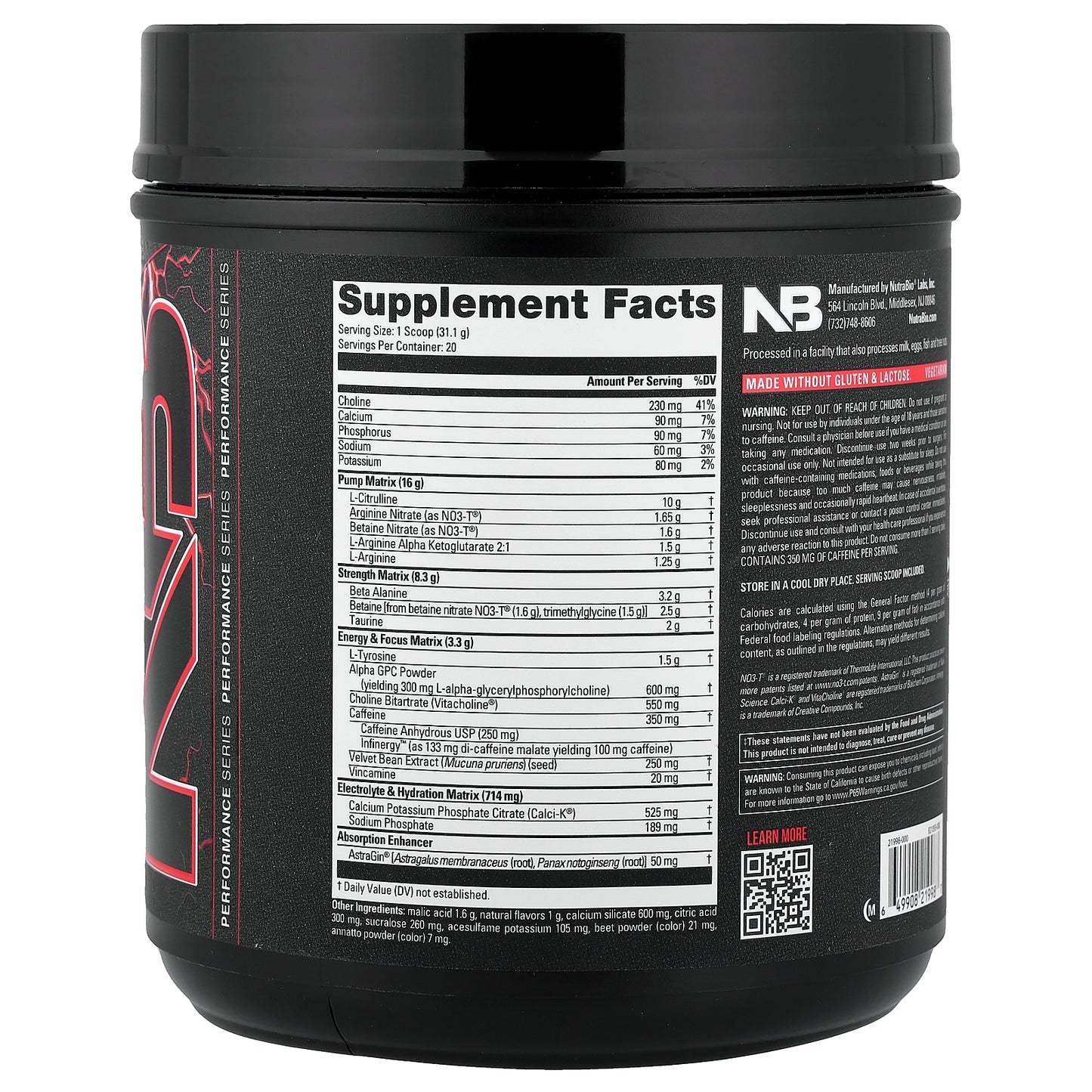 NutraBio, PRE-Workout, Paradise Punch, 1.37 lb (621 g)