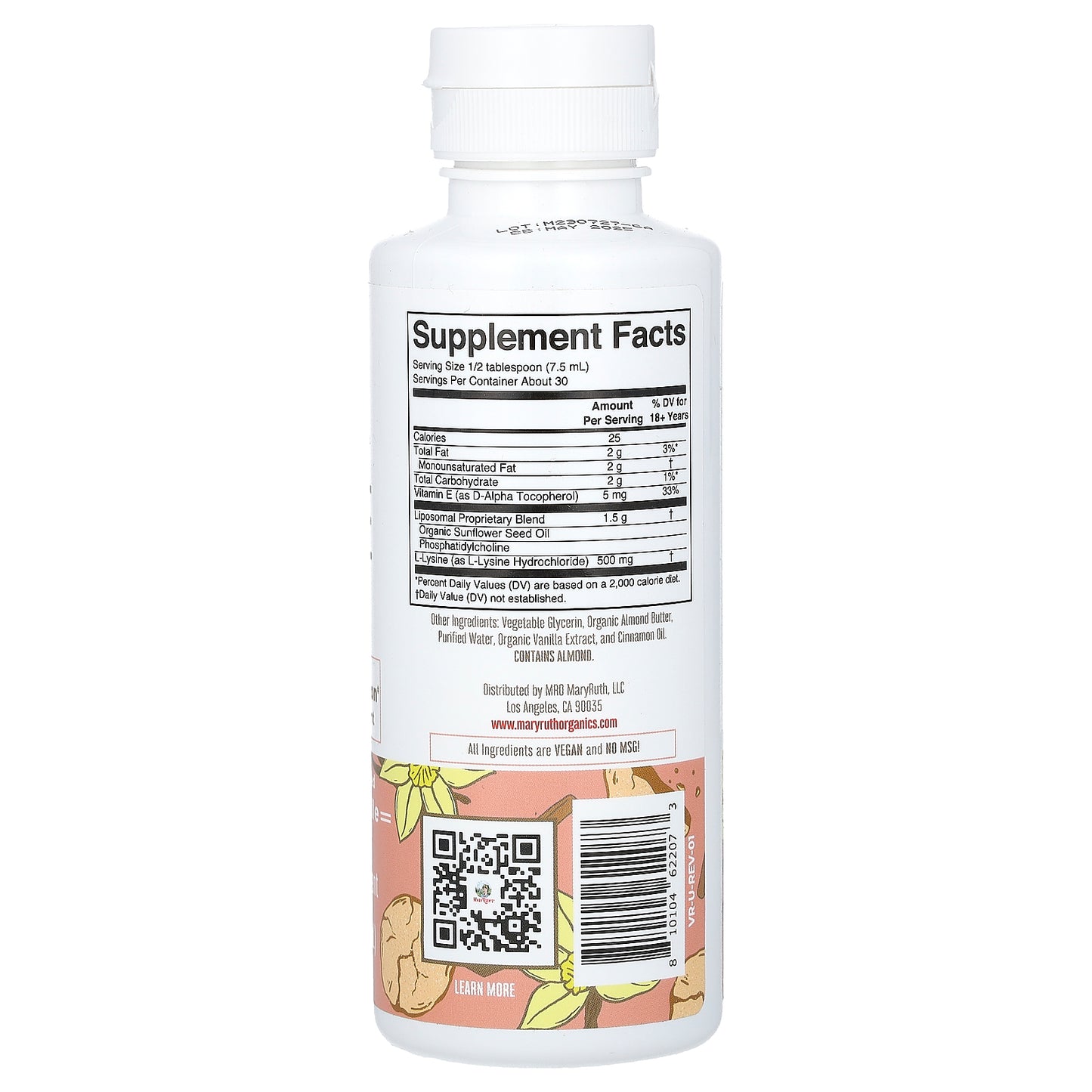 MaryRuth's, Lysine Liposomal, Snickerdoodle, 7.6 fl oz (225 ml)