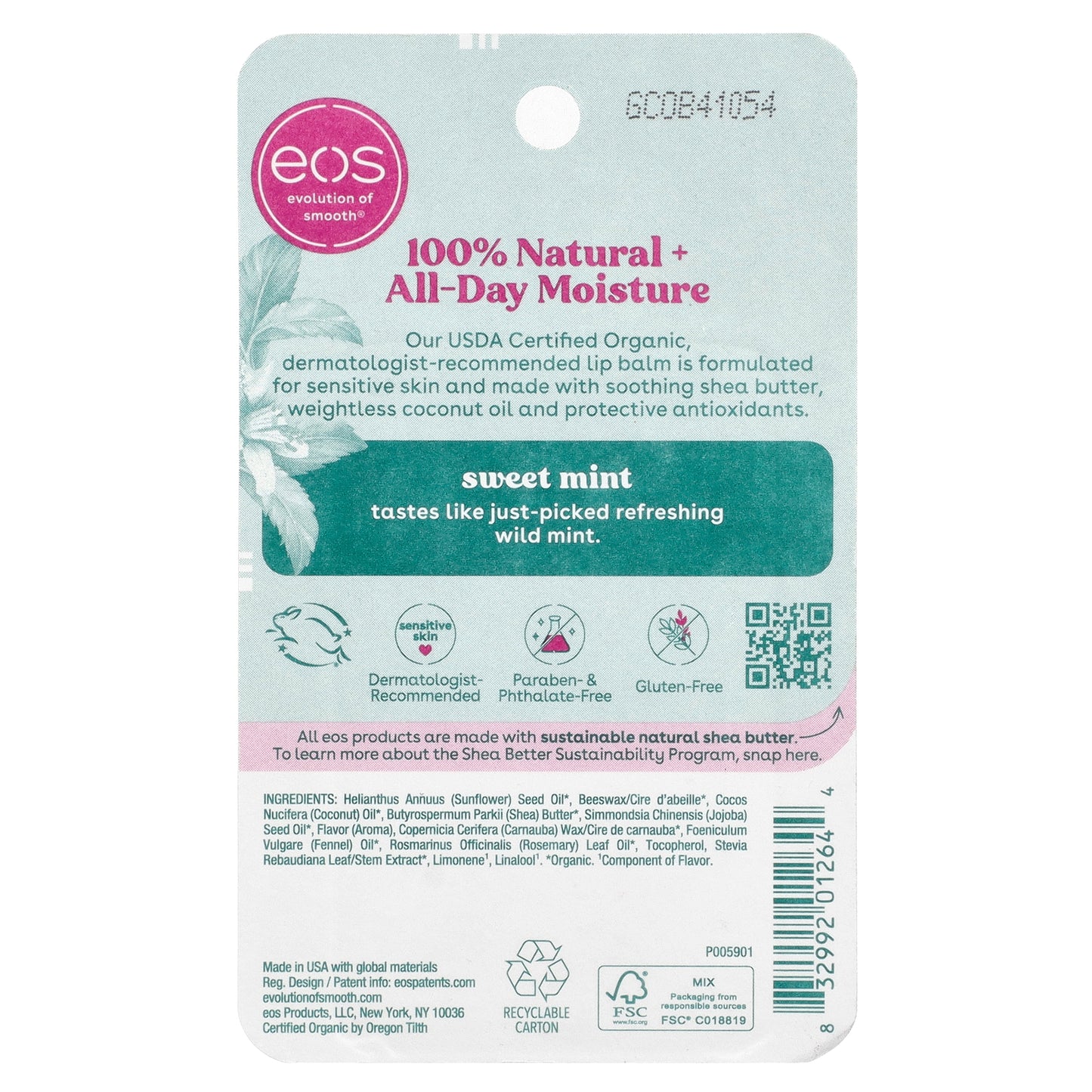 EOS, 100% Natural Organic Lip Balm, Sweet Mint, 2 Pack, 0.14 oz (4 g) Each