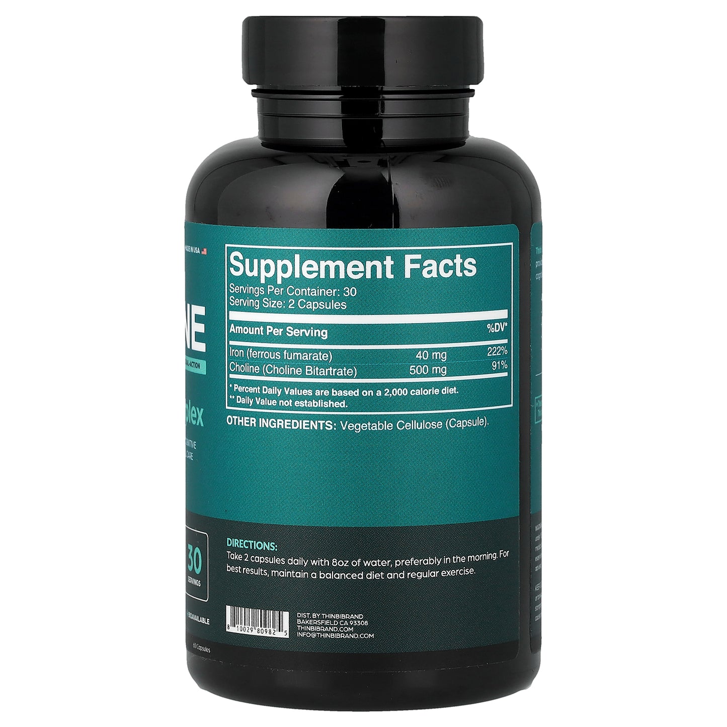 Thinbi, Choline + Iron, 60 Capsules