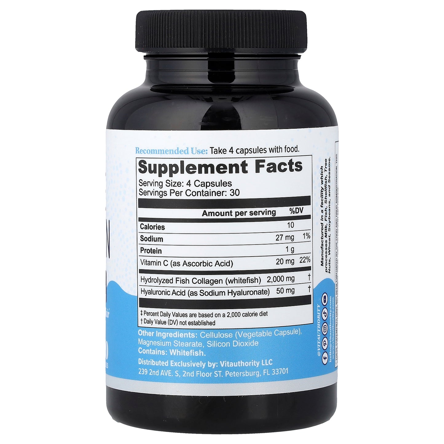 Vitauthority, Marine Collagen with Vitamin C & Hyaluronic Acid, 120 Capsules