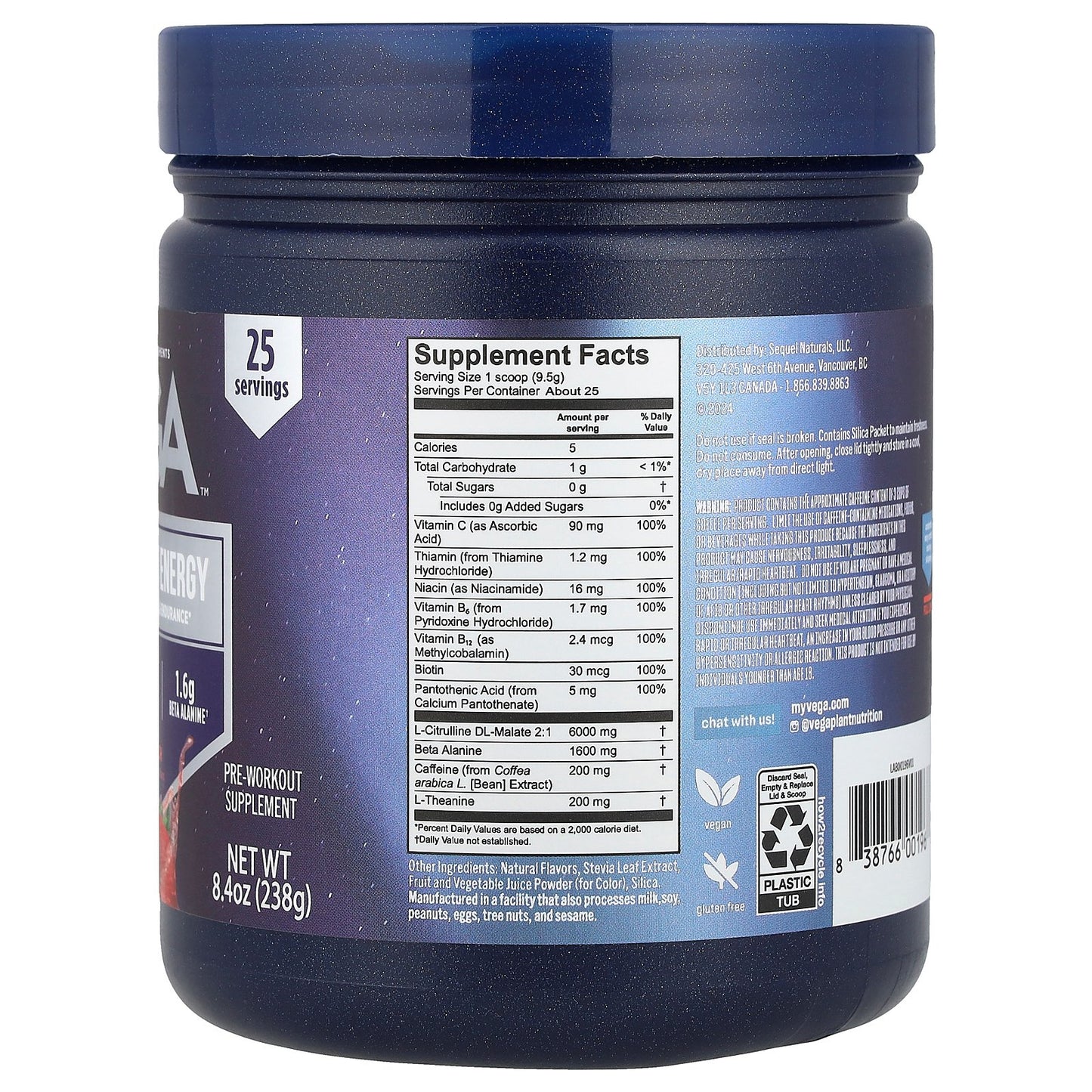 Vega, Pre-Workout Energy, Fruit Punch, 8.4 oz (238 g)