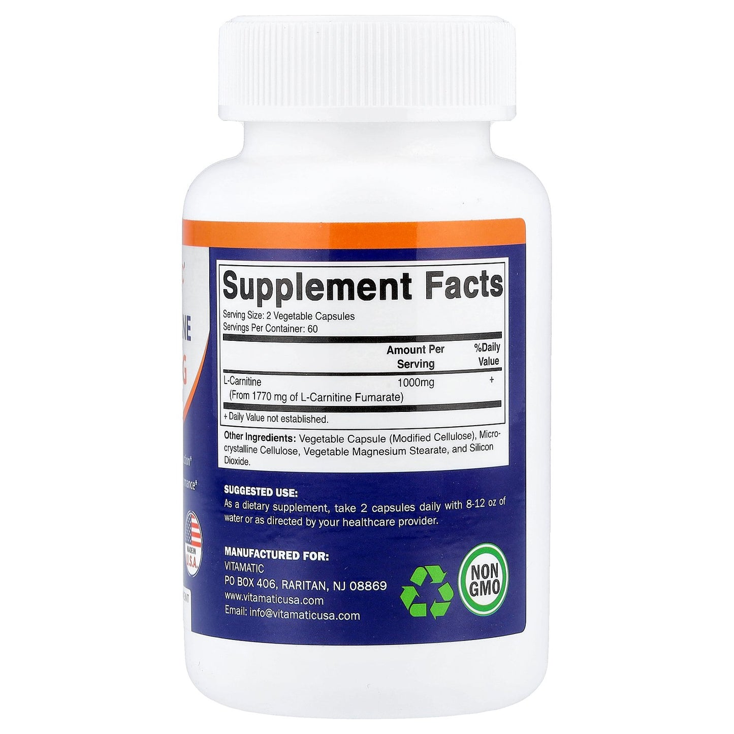 Vitamatic, L-Carnitine, 120 Vegetable Capsules (500 mg per Capsule)