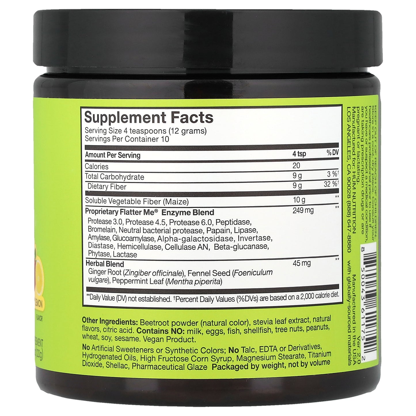 HUM Nutrition, Flatter Me® Fiber, GLP-1 Booster, Strawberry Lemon, 4 oz (120 g)