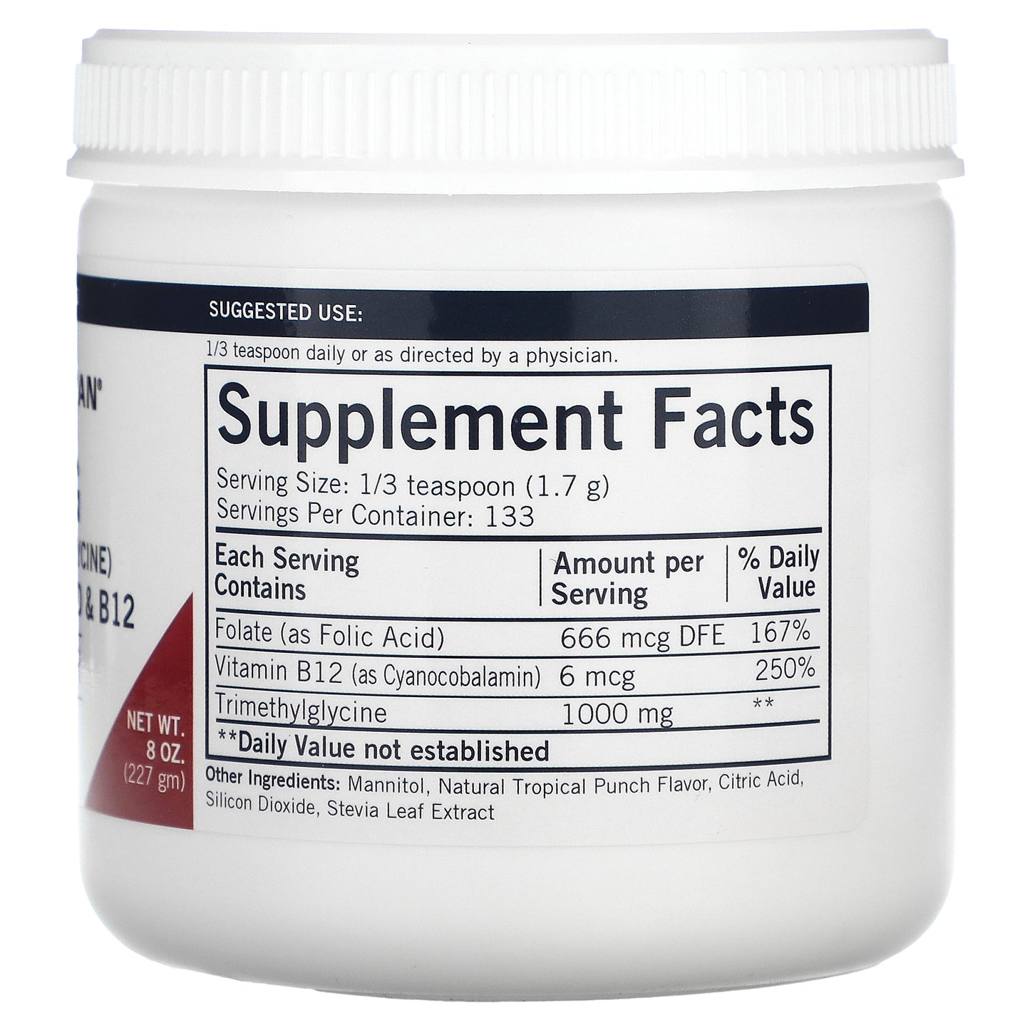 Kirkman Labs, TMG (Trimethylglycine) with Folic Acid & B12 Powder, 8 oz (227 g)