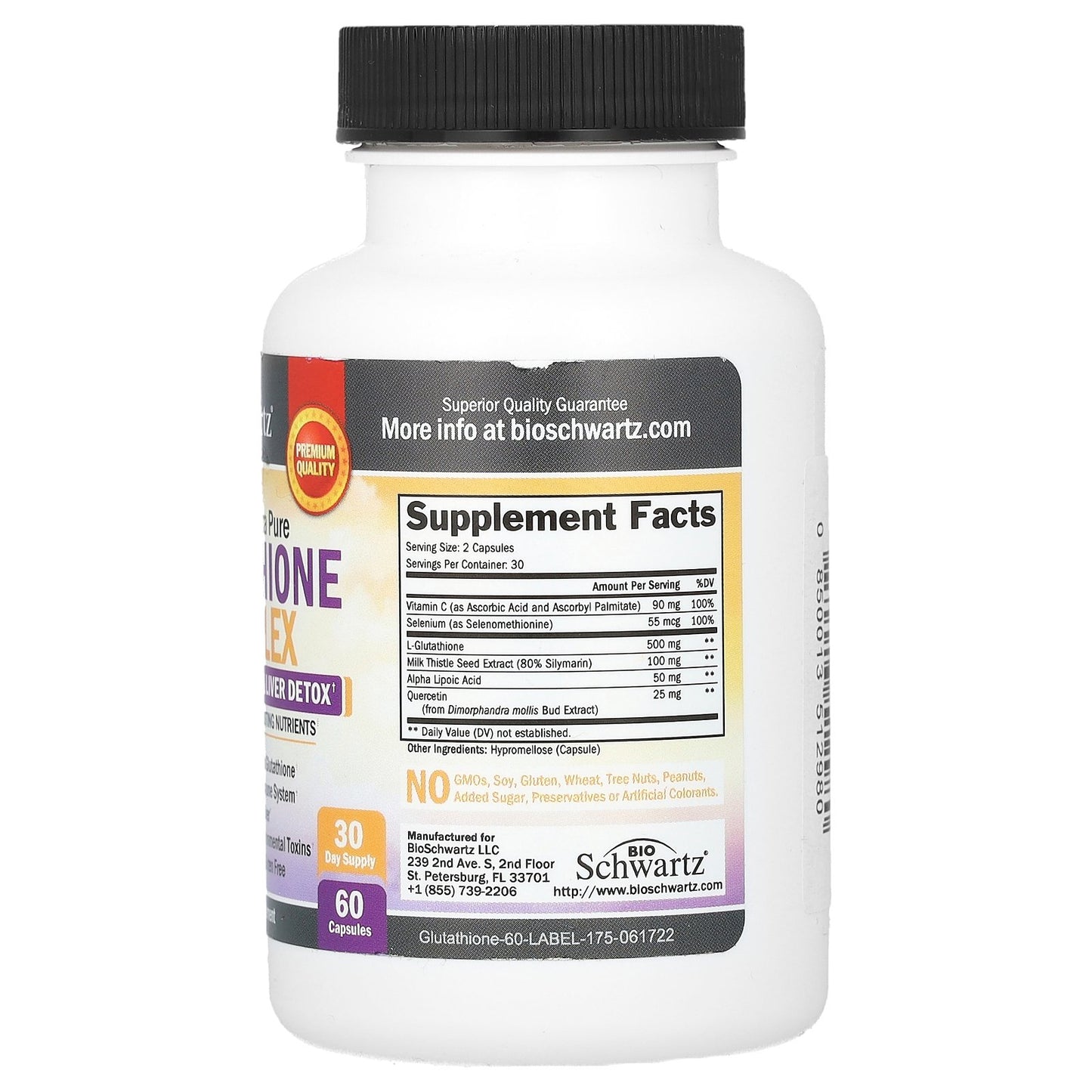 BioSchwartz, Premium Ultra Pure, Glutathione Complex, 60 Capsules