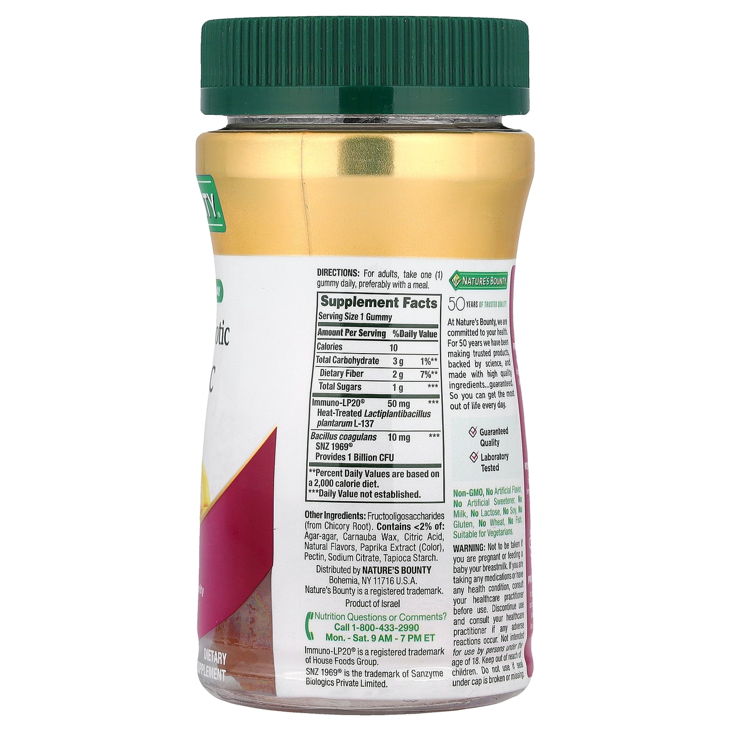 Nature's Bounty, Prebiotic + Postbiotic + Probiotic Gummies, Tropical Mango, 30 Gummies