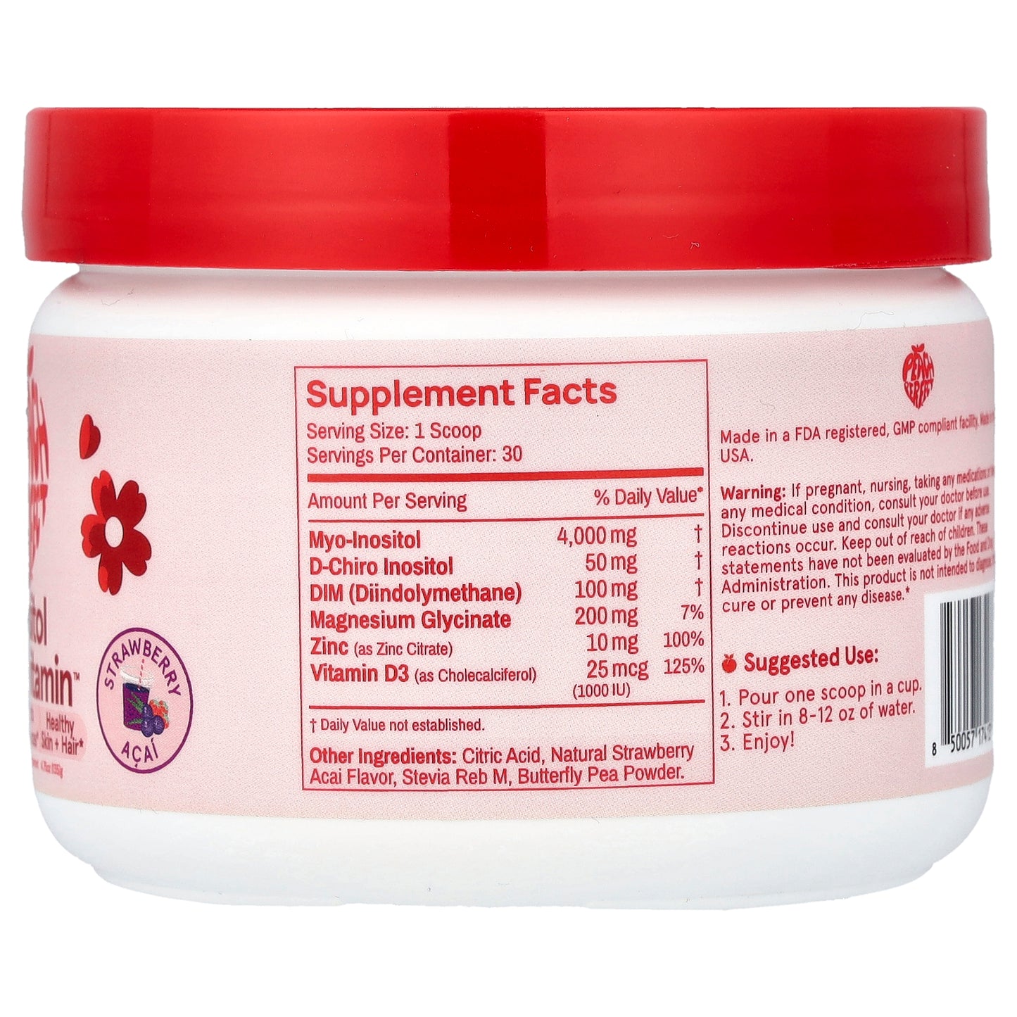 Peach Perfect, Inositol Multivitamin™, Strawberry Acai, 4.75 oz (136 g)