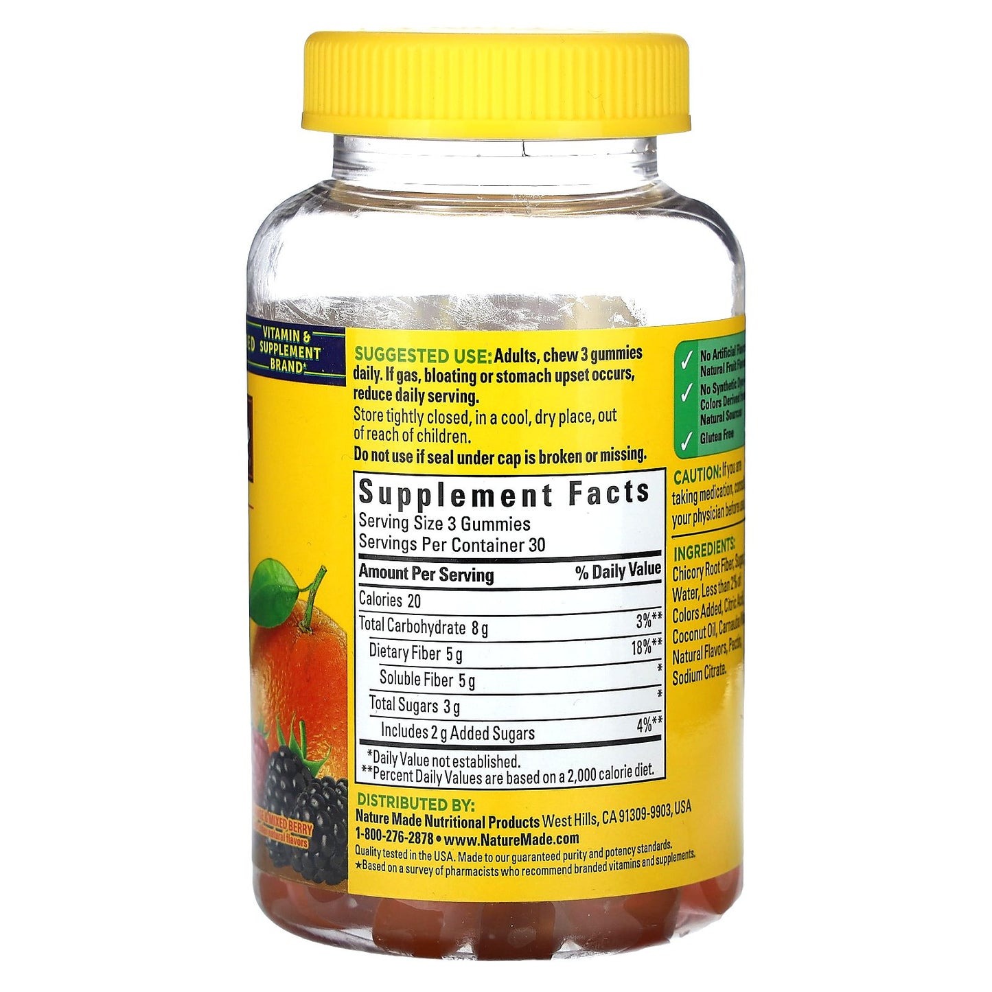 Nature Made, Fiber Gummies, Orange & Mixed Berry, 90 Gummies (1.6 g per Gummy)