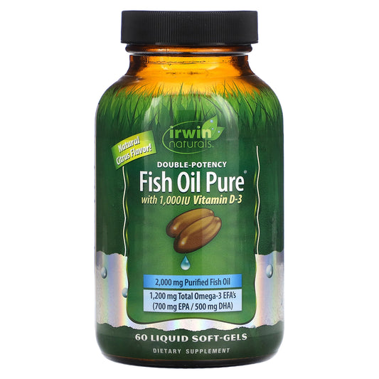 Irwin Naturals, Fish Oil Pure, Double Potency, Citrus, 60 Liquid Soft-Gels