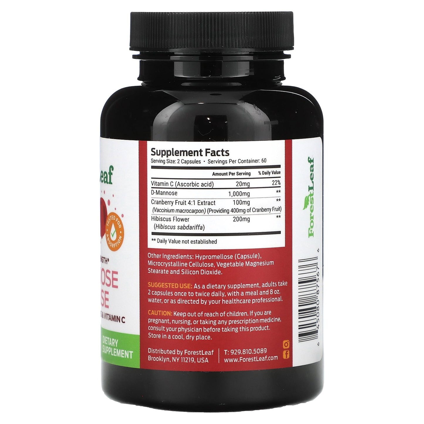 Forest Leaf, D-Mannose Defense, Maximum Strength, 120 Vegetarian Capsules
