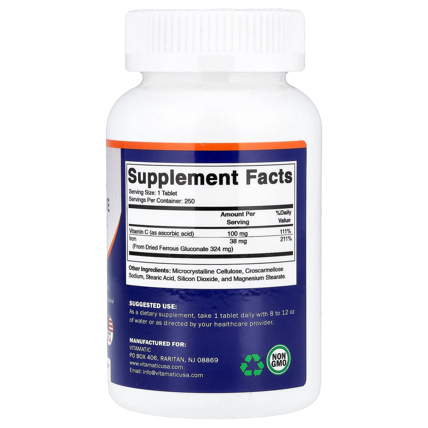 Vitamatic, Ferrous Gluconate + Vitamin C, 250 Tablets