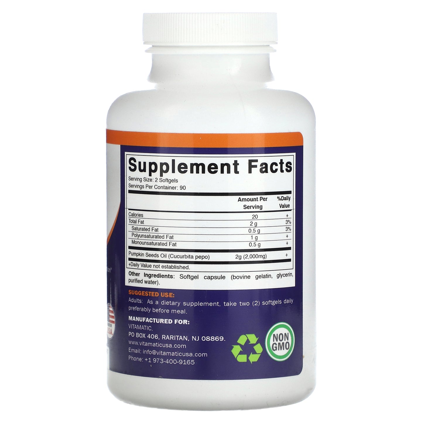 Vitamatic, Pumpkin Seed Oil, 180 Softgels (1,000 mg per Softgel)