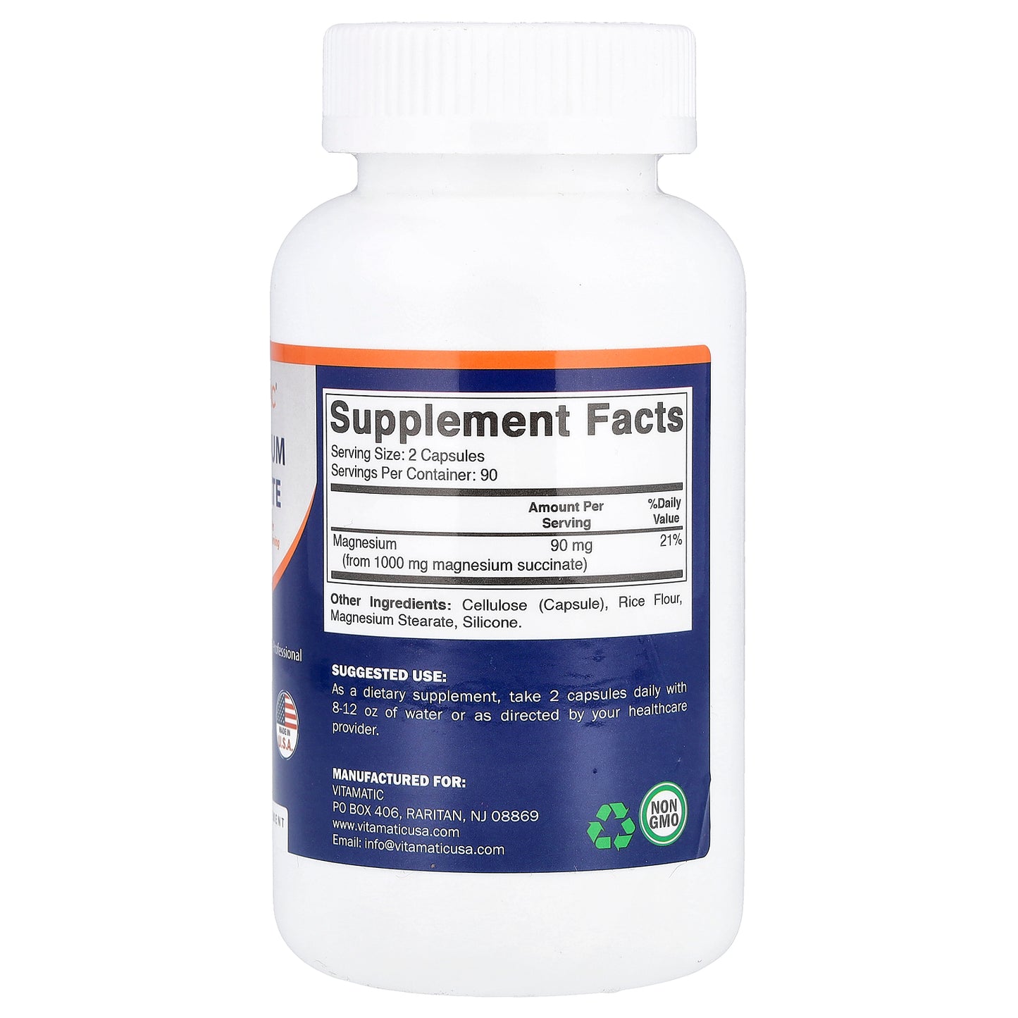 Vitamatic, Magnesium Succinate, 180 Capsules (500 mg per Capsule)