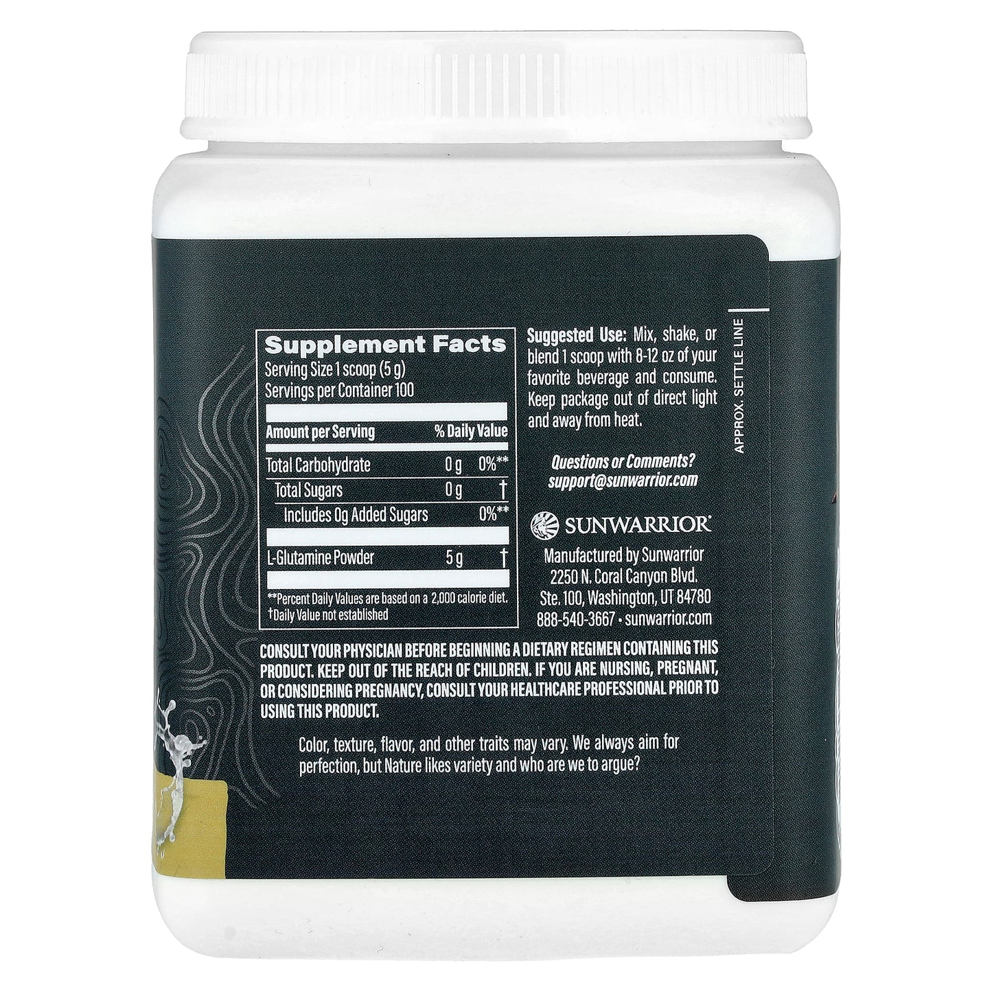 Sunwarrior, Sport, Active Glutamine, Unflavored , 1.1 lbs (500 g)