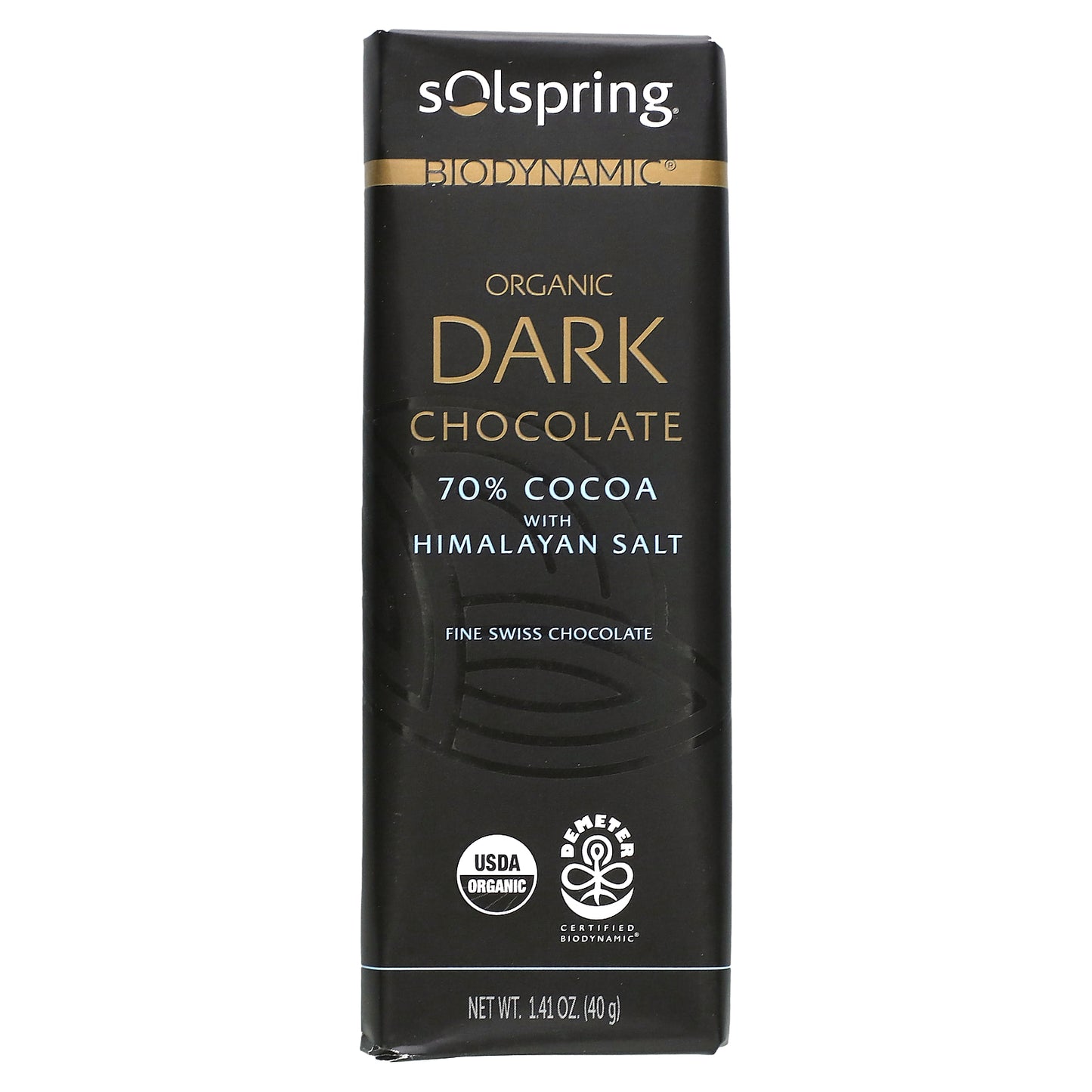 Dr. Mercola, Solspring®, Biodynamic®, Dark Chocolate Bar, 70% Cocoa With Himalayan Salt, 12 Bars, 1.41 oz (40 g) Each