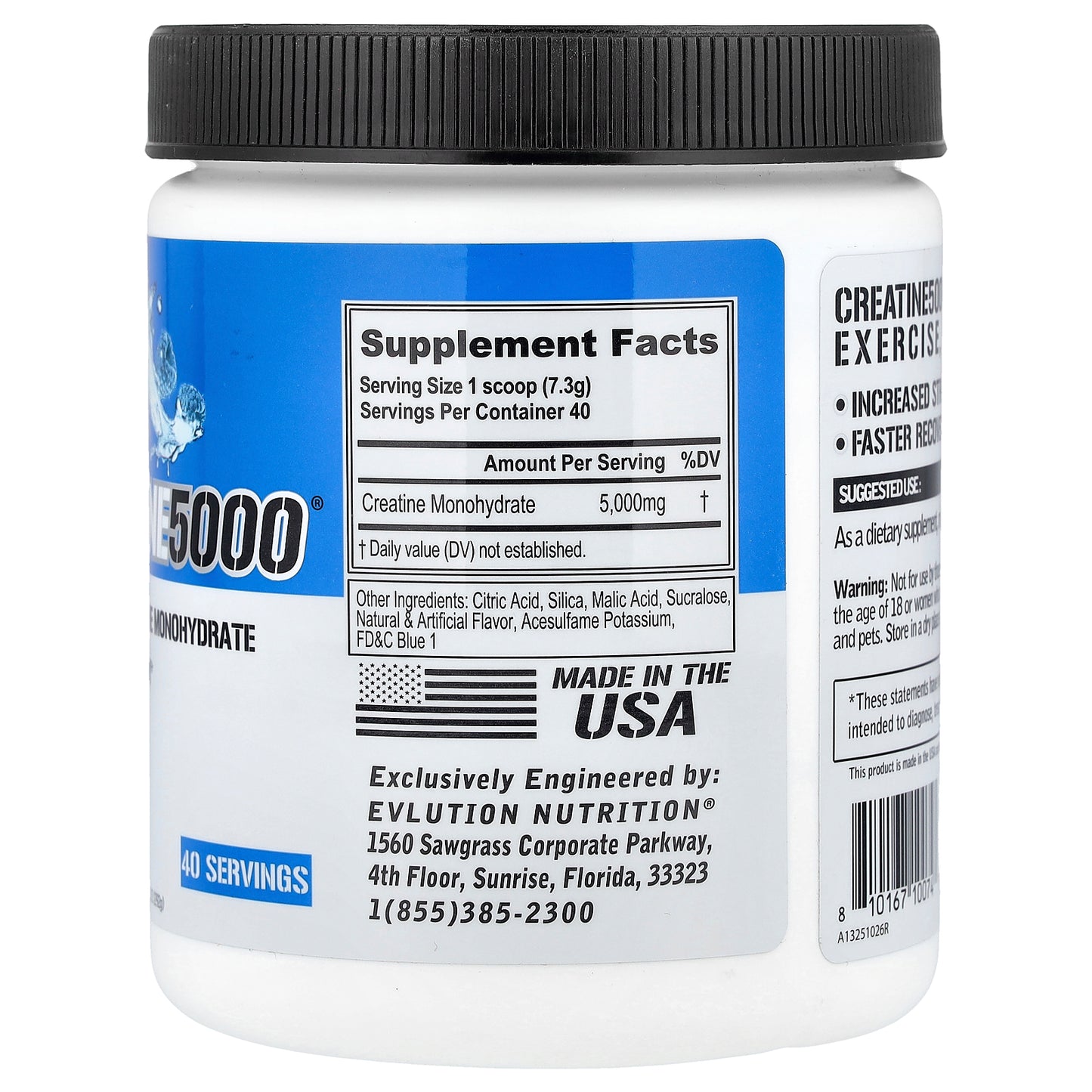 EVLution Nutrition, Creatine 5000®, Blue Raz, 10.3 oz (292 g)
