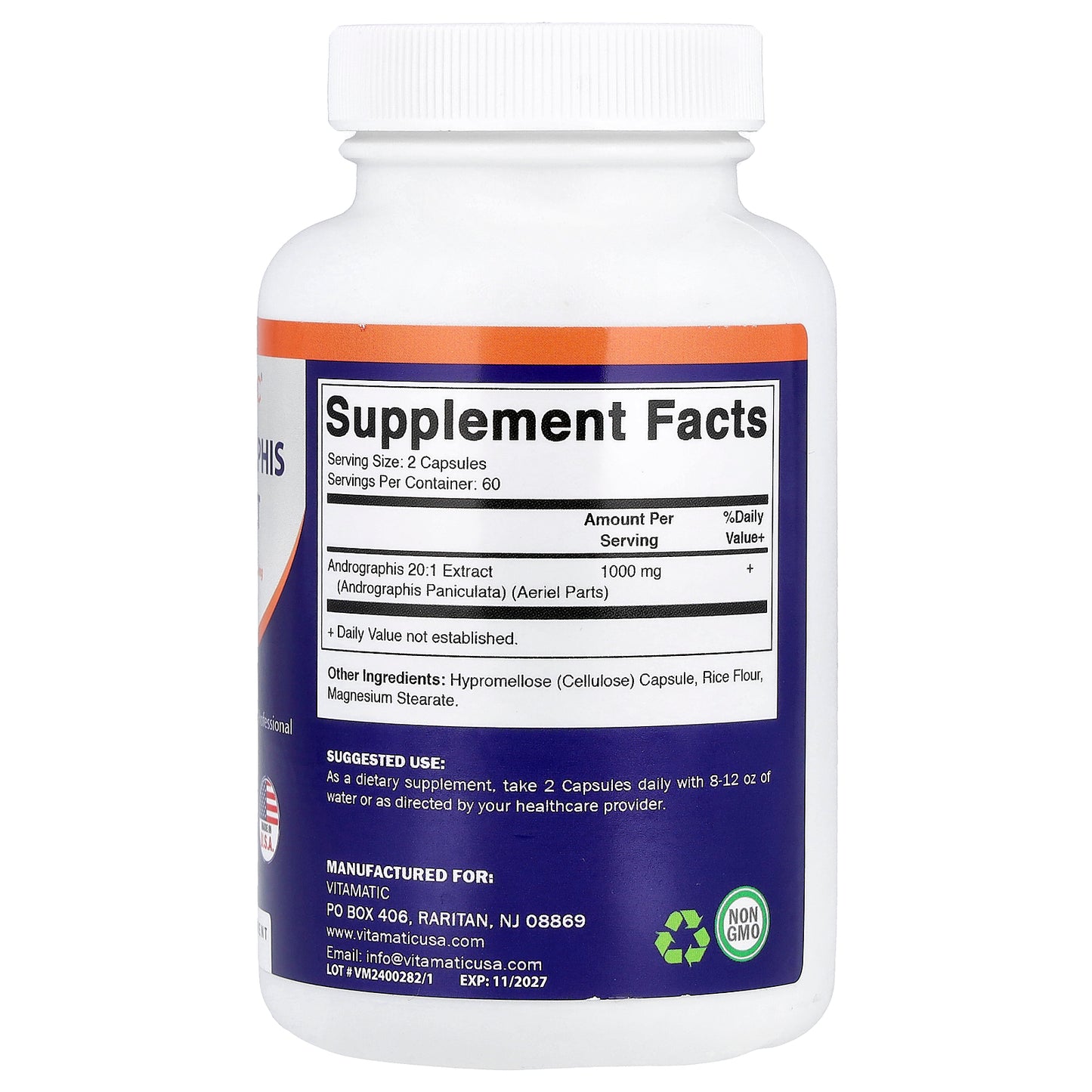 Vitamatic, Andrographis Extract, 120 Vegetable Capsules (500 mg per Capsule)