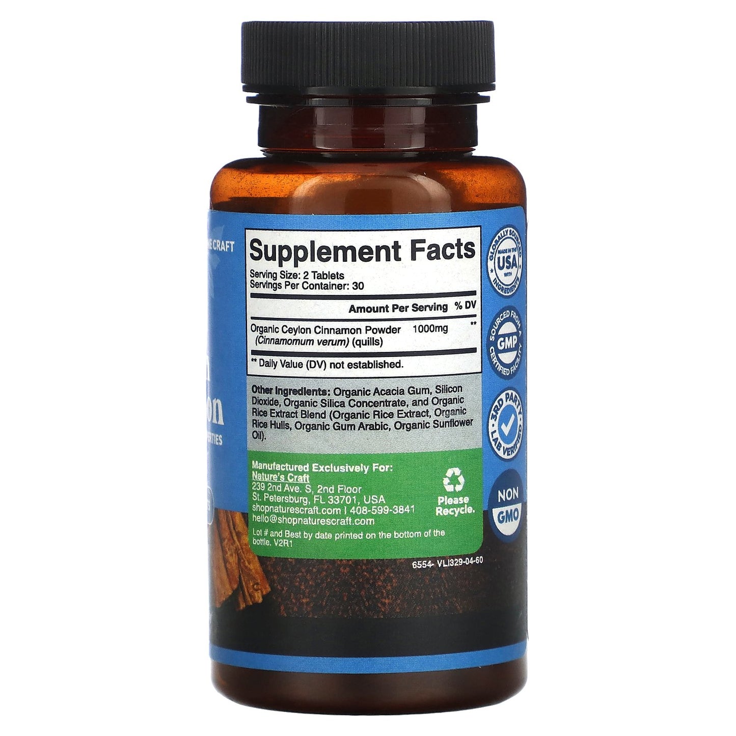 Nature's Craft, Ceylon Cinnamon, 60 Tablets (500 mg per Tablet)