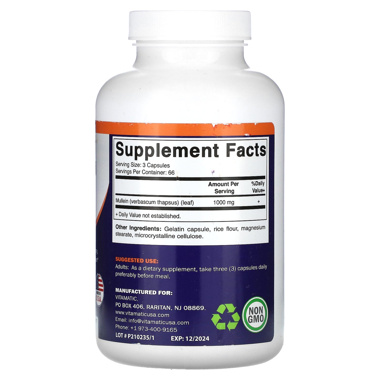 Vitamatic, Mullein Leaf, 200 Capsules (333 mg per Capsule)