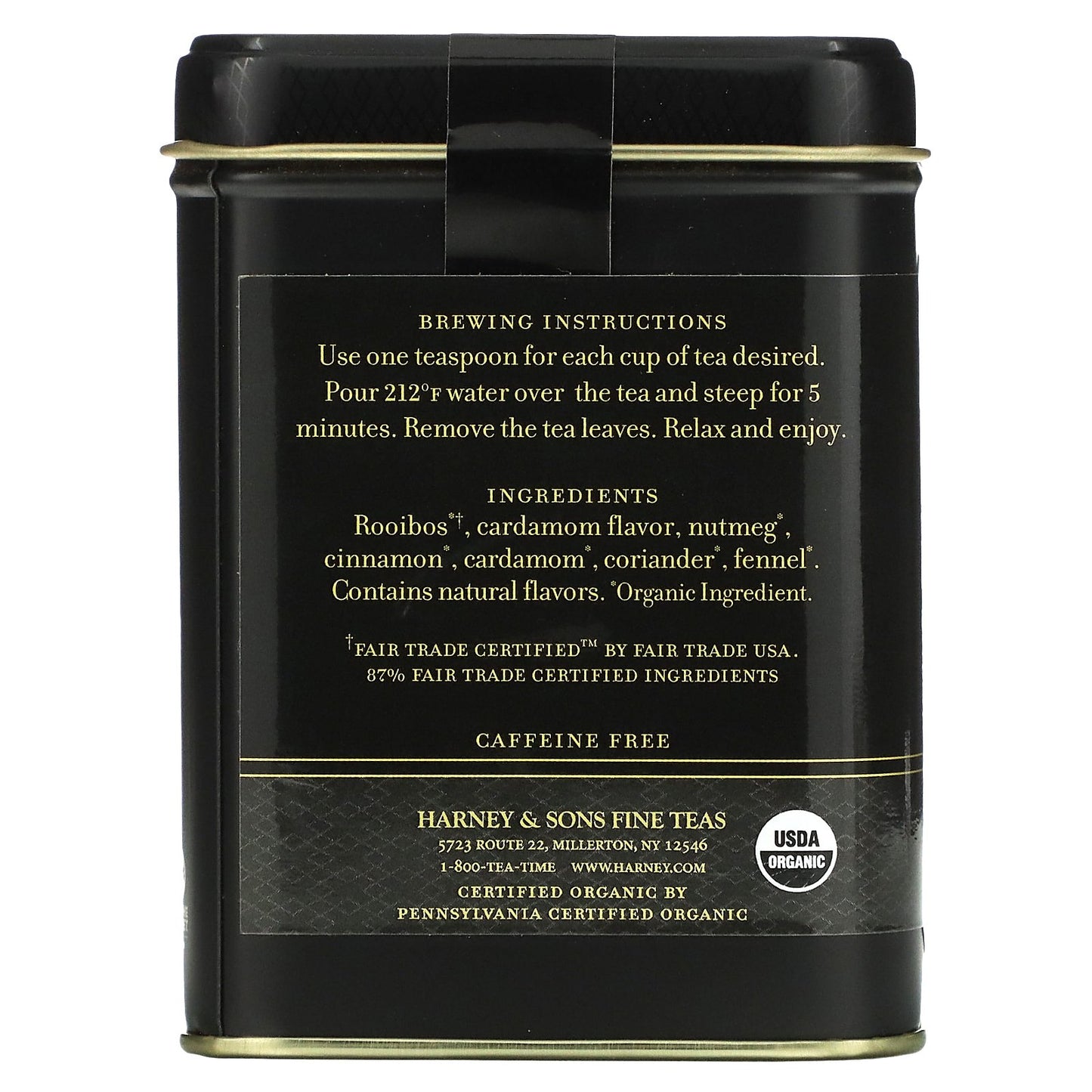 Harney & Sons, Herbal Tea, Organic Rooibos Chai, Caffeine Free, 4 oz (112 g)